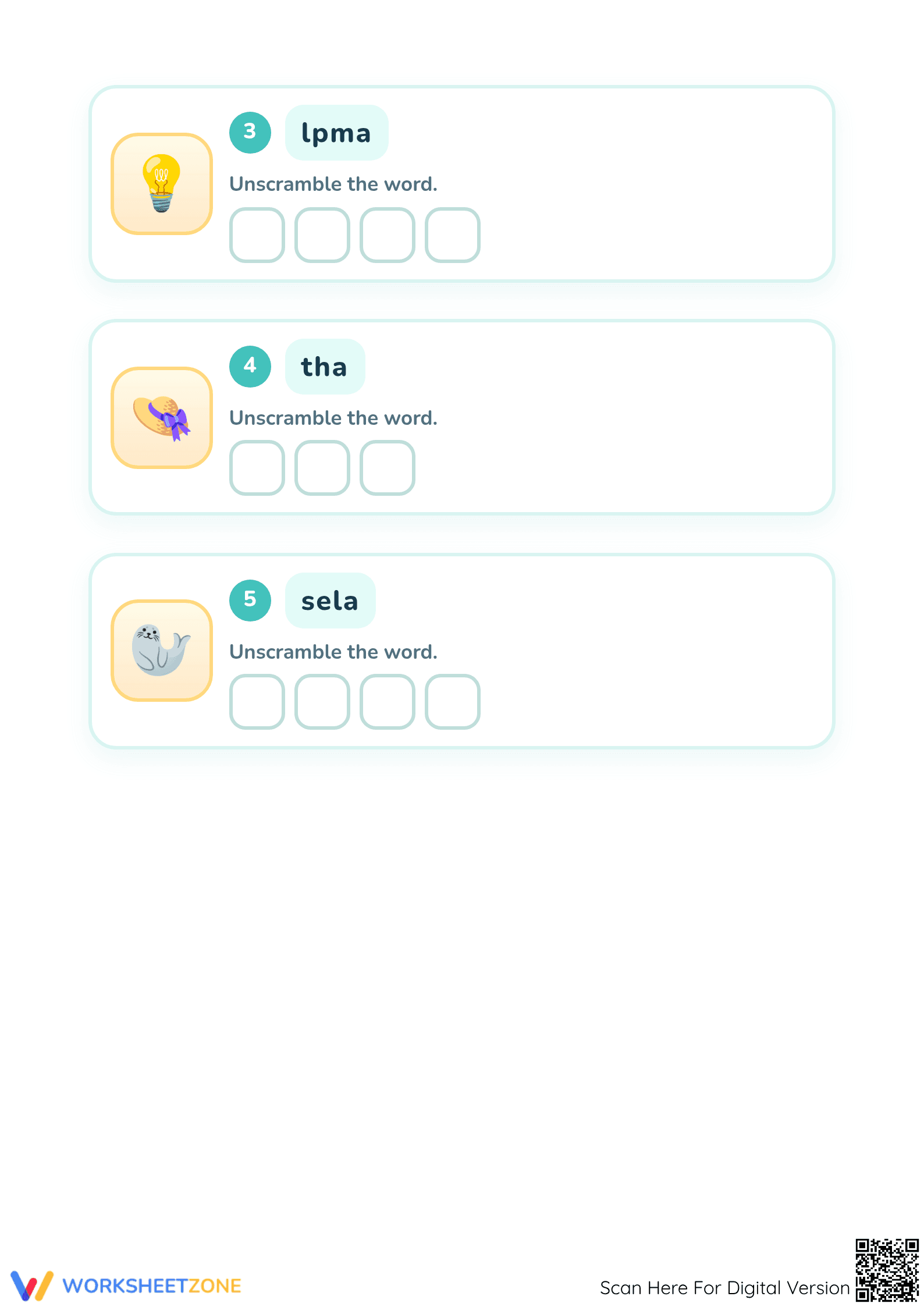 Printable Unscramble the Picture Words | Preschool ELA - Page 2