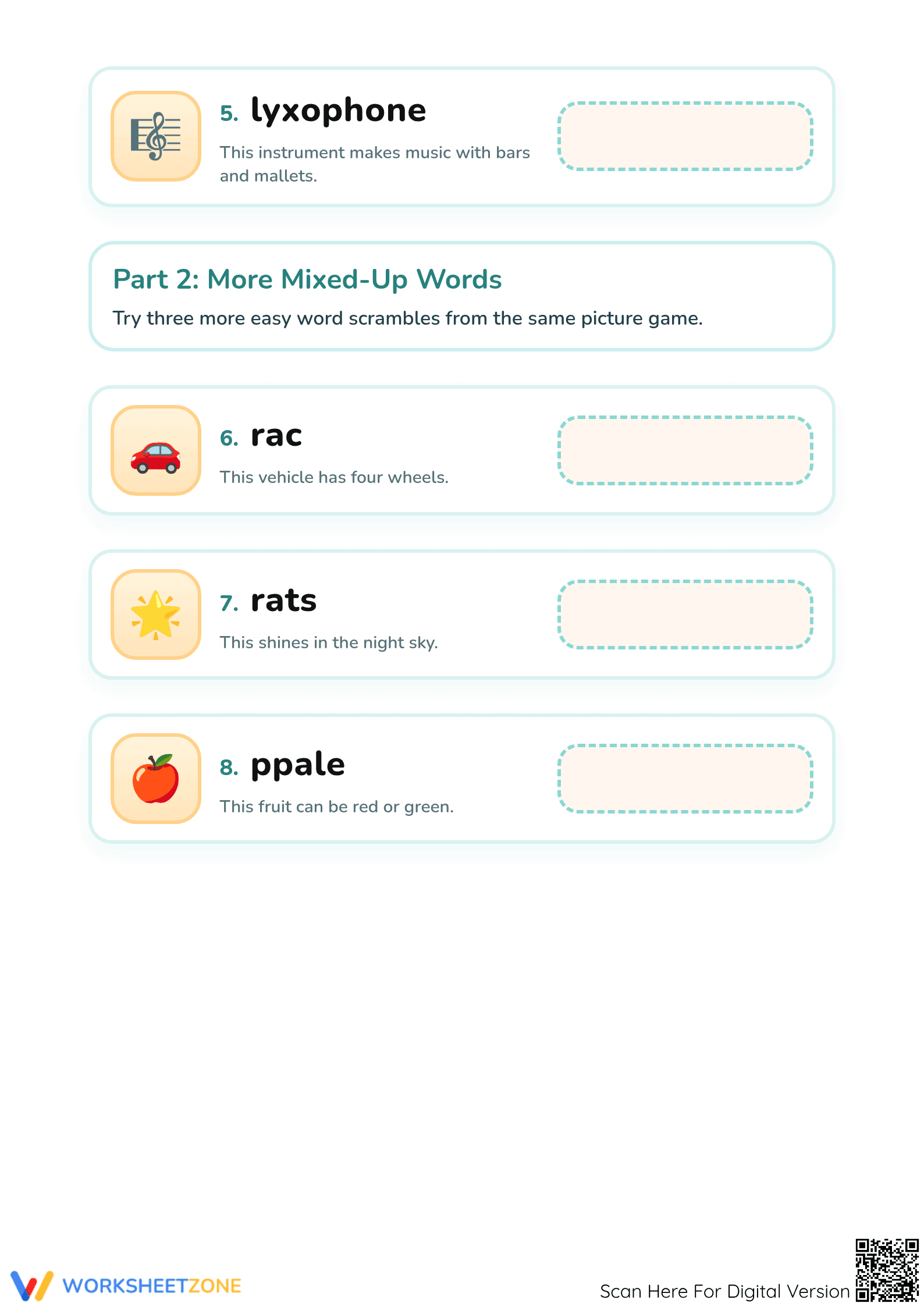 Printable Jumbled Words Worksheet | Preschool ELA - Page 2