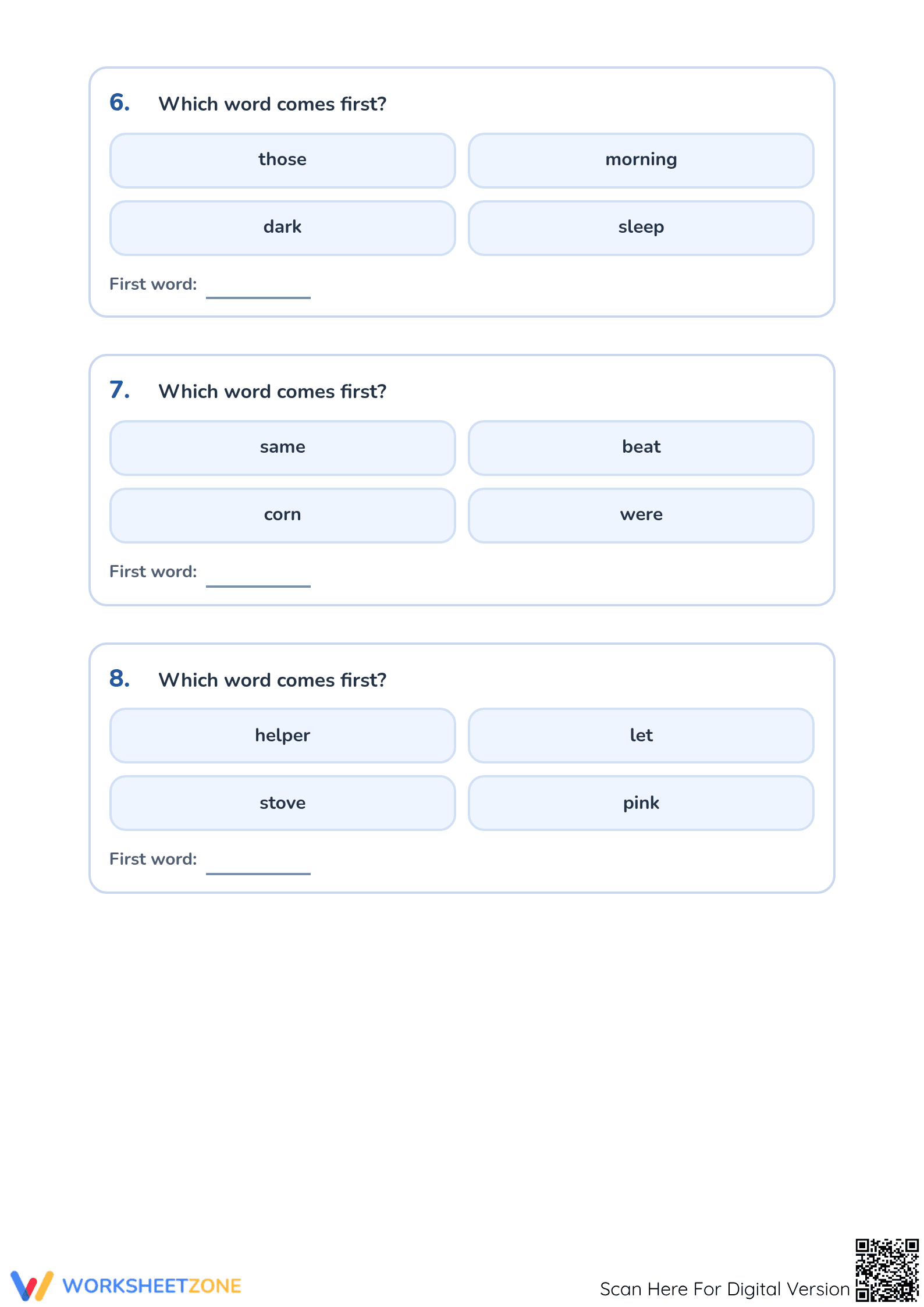 Printable Alphabetical Order Worksheet | Grade 1 ELA - Page 3