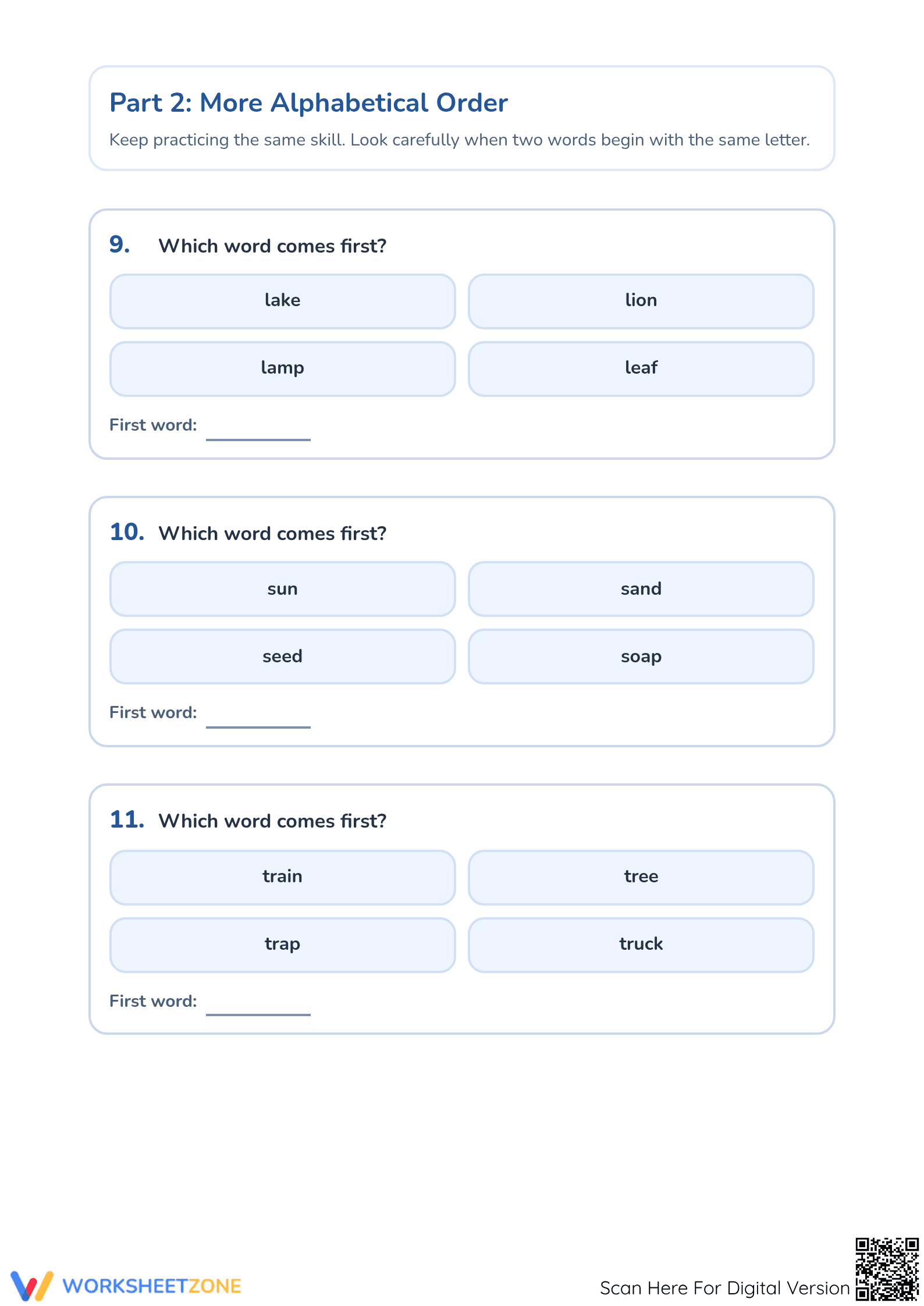 Printable Alphabetical Order Worksheet | Grade 1 ELA - Page 4