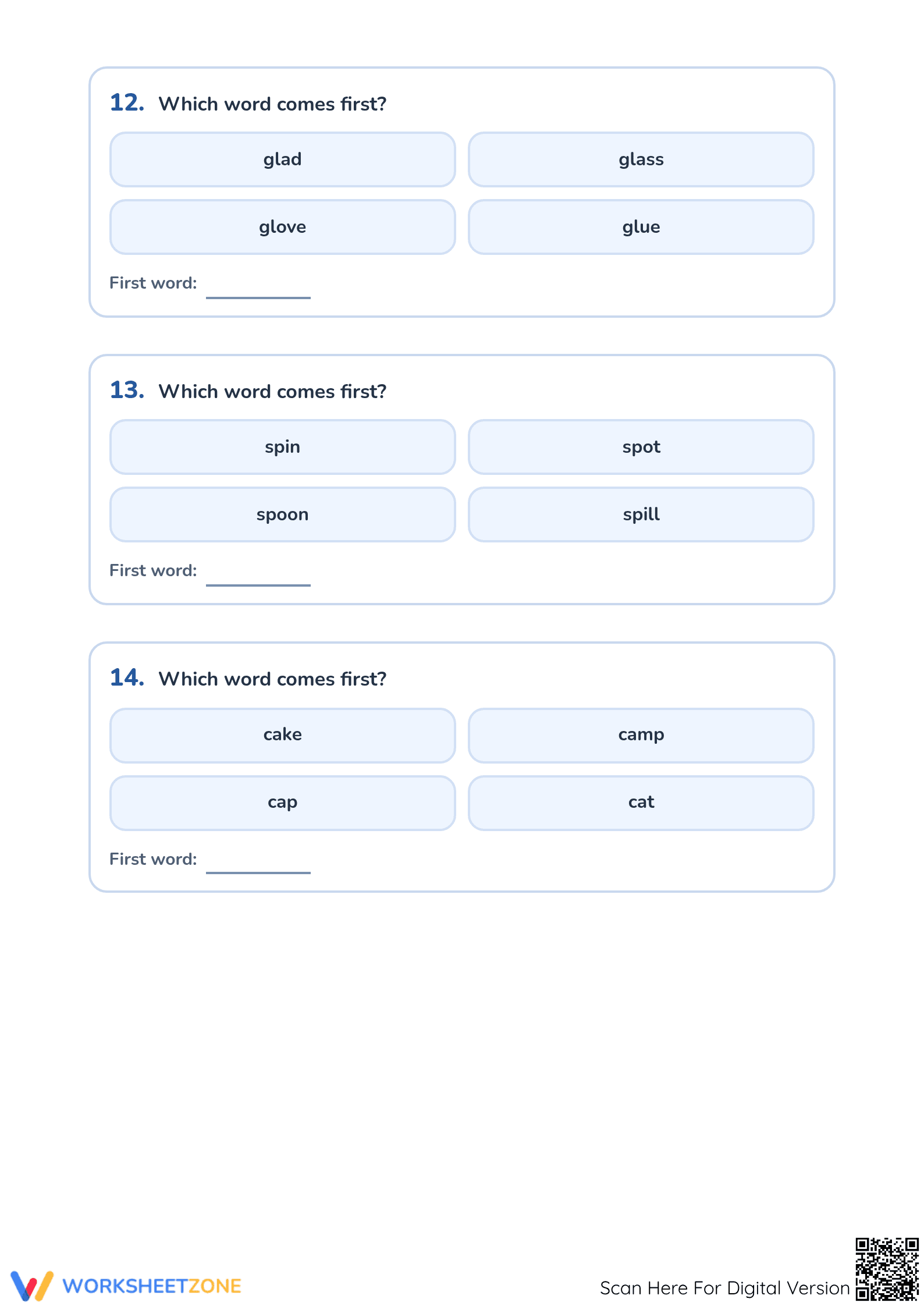Printable Alphabetical Order Worksheet | Grade 1 ELA - Page 5