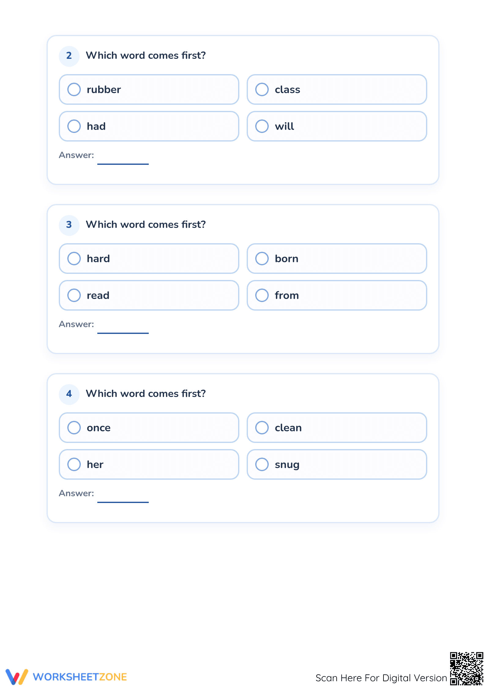 Grade 1 Alphabetical Order | Essential Printable Worksheet - Page 2