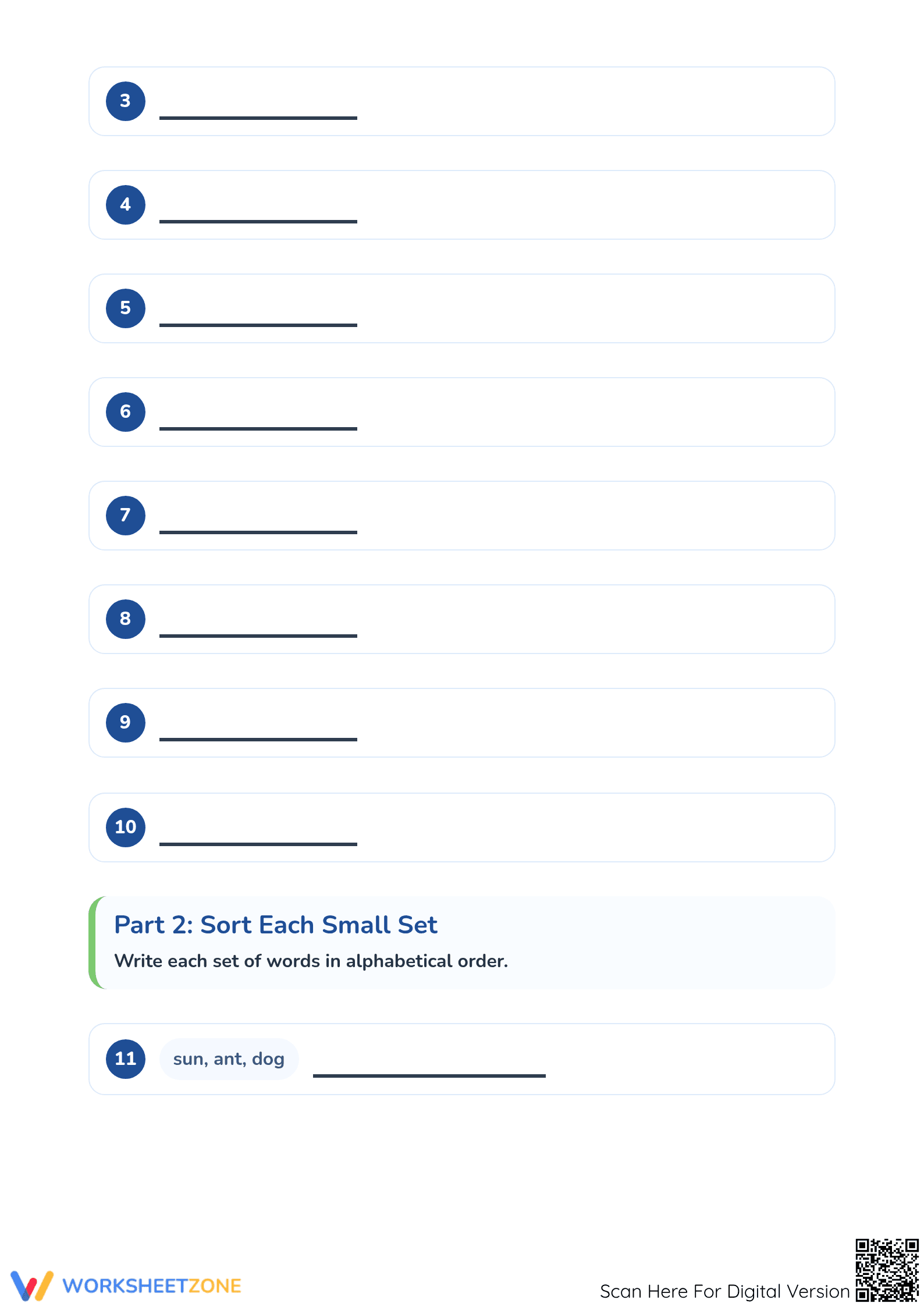 Grade 1 Alphabetical Order — Printable No-Prep Worksheet - Page 2