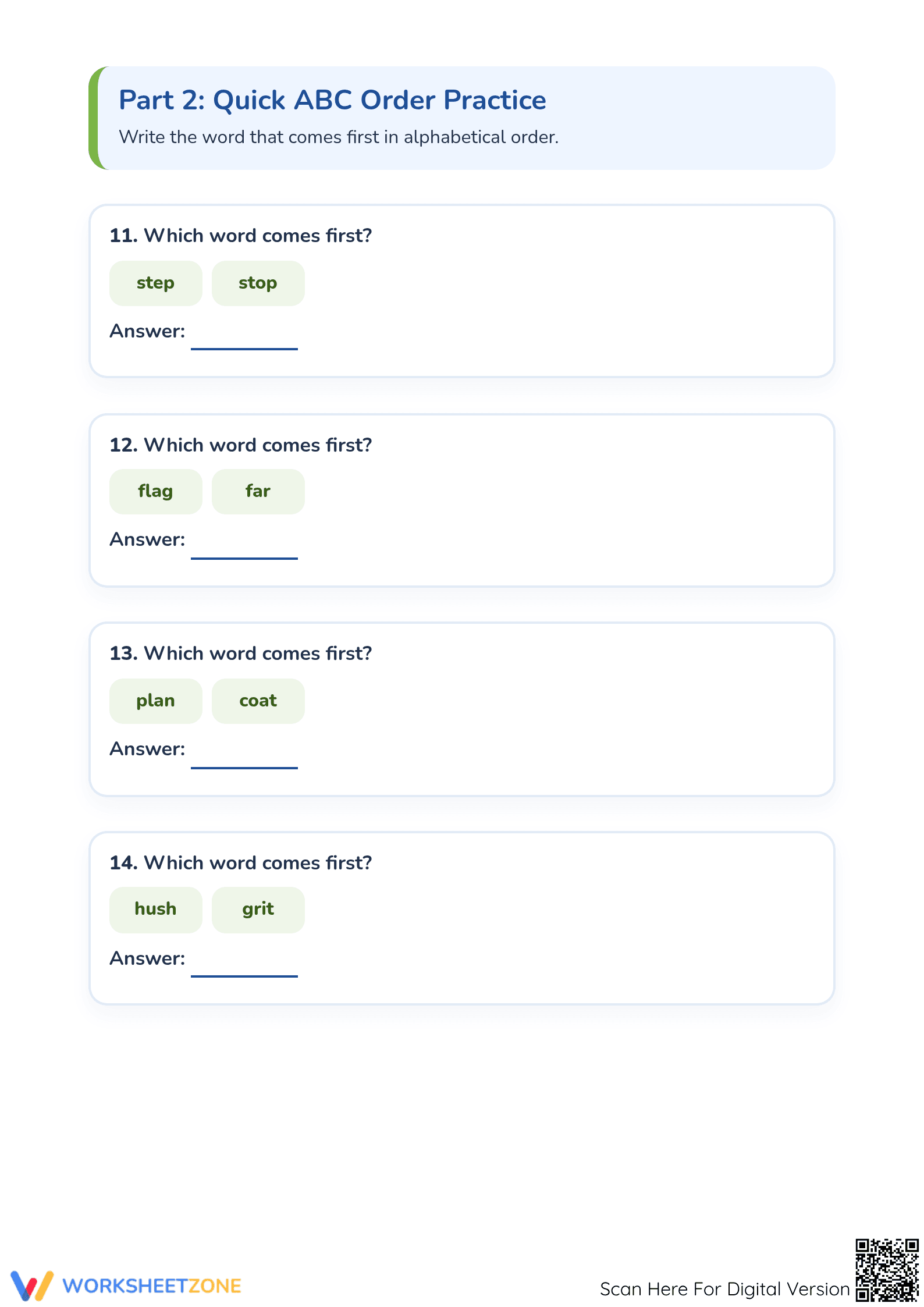 Alphabetical Order Worksheet | Printable Grade 1 ELA - Page 3