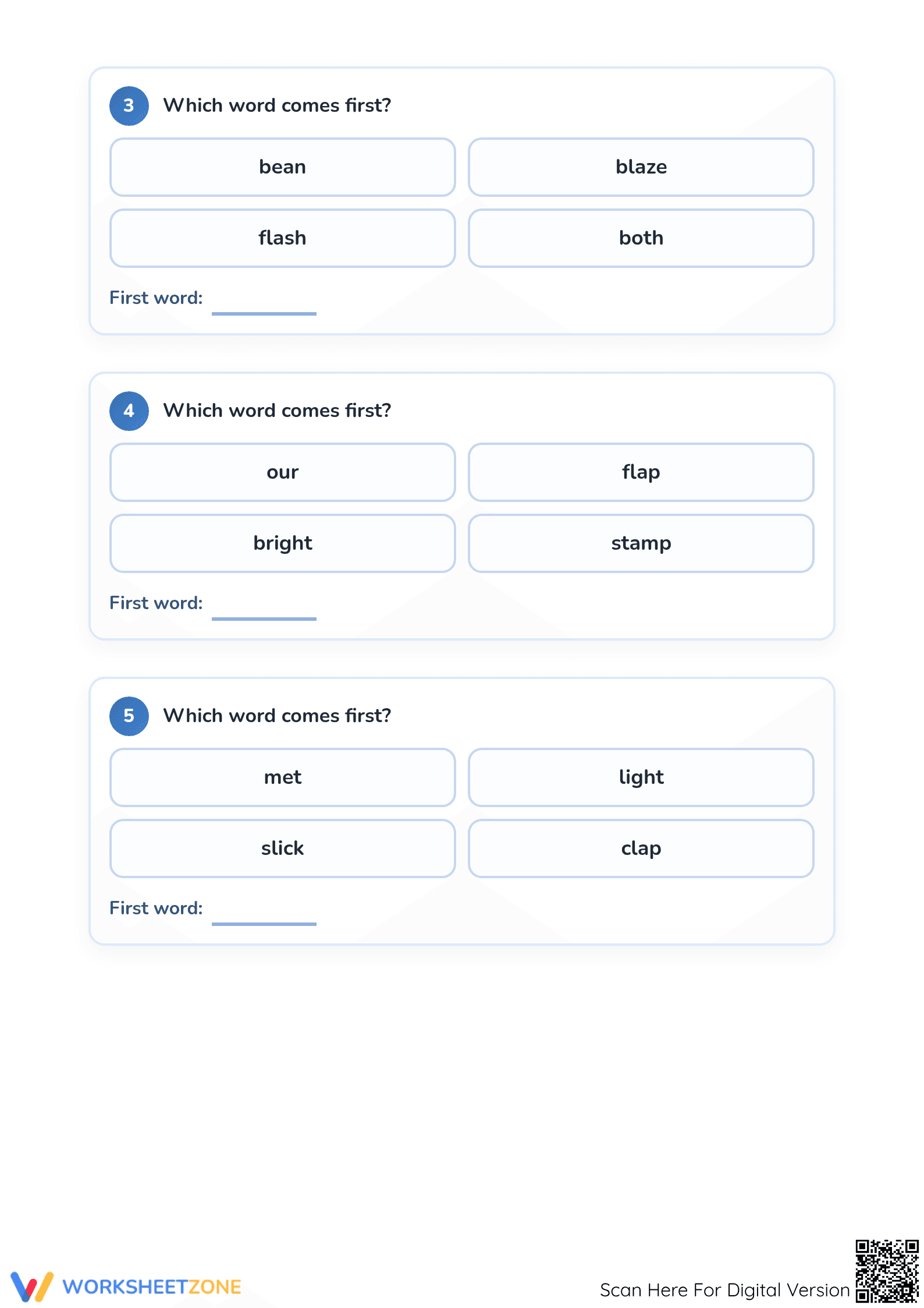 Grade 1 ABC Order — Printable No-Prep Worksheet - Page 2