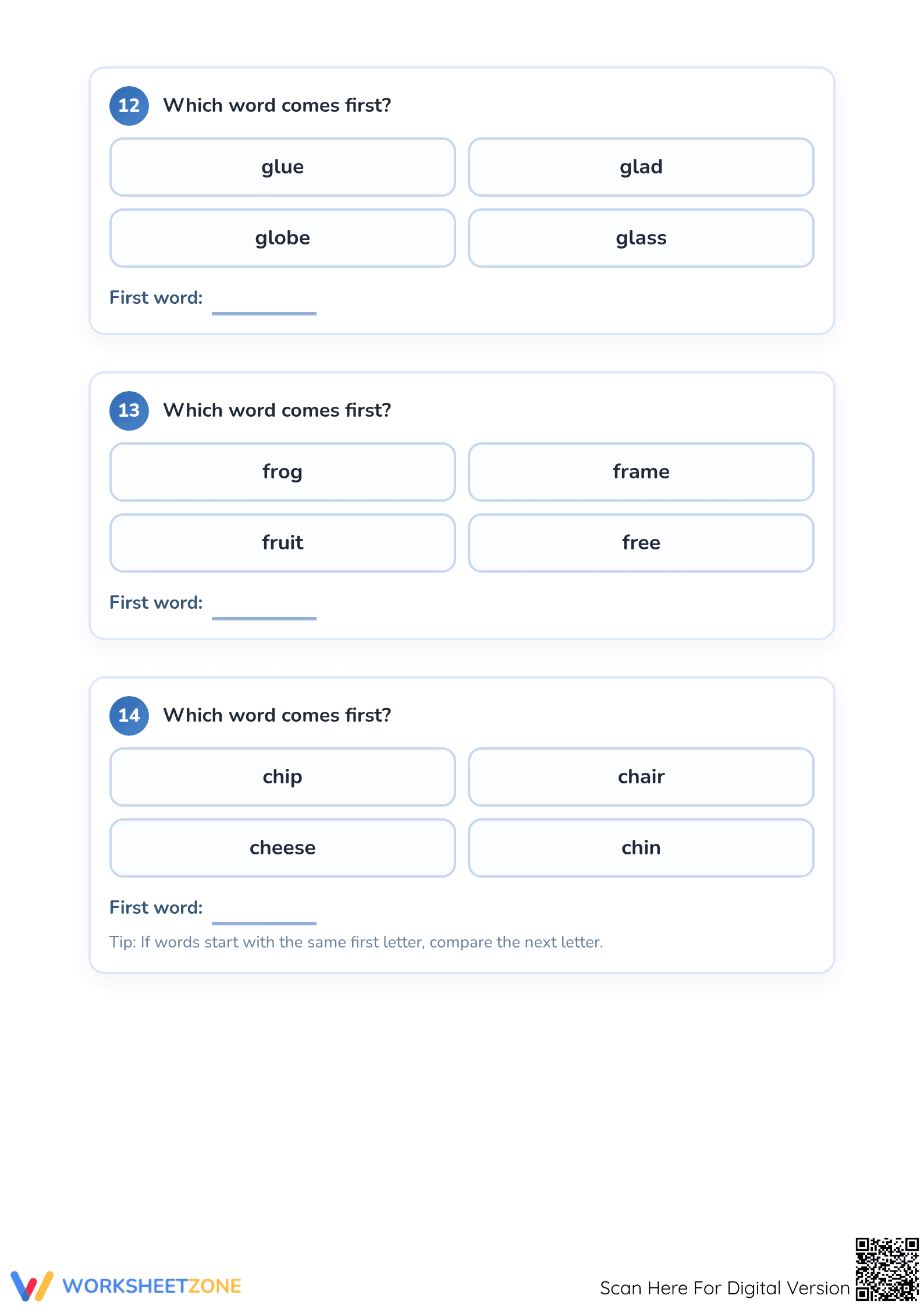 Grade 1 ABC Order — Printable No-Prep Worksheet - Page 5