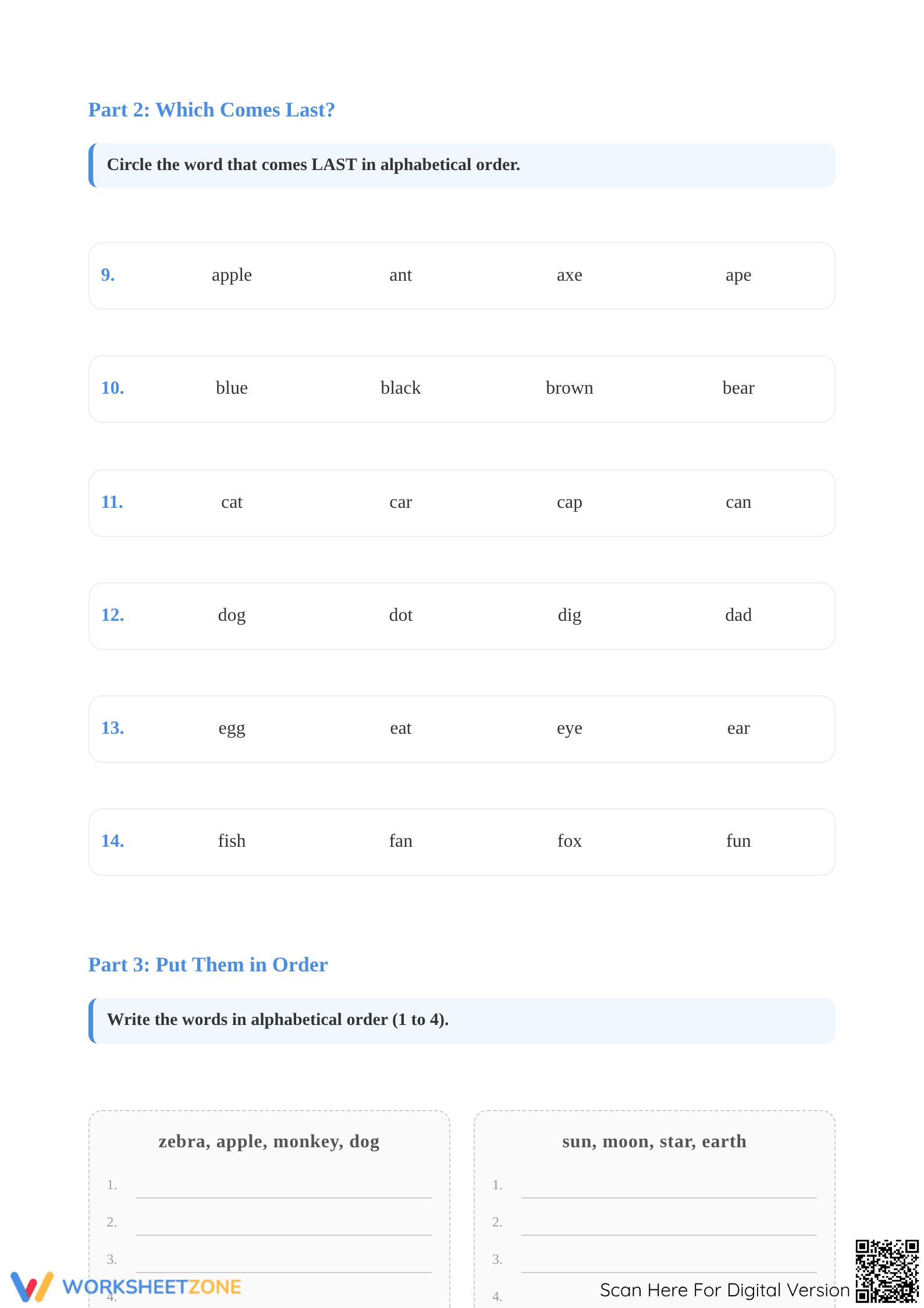 Alphabetical Order Worksheet | Grade 1 Essential Practice - Page 2