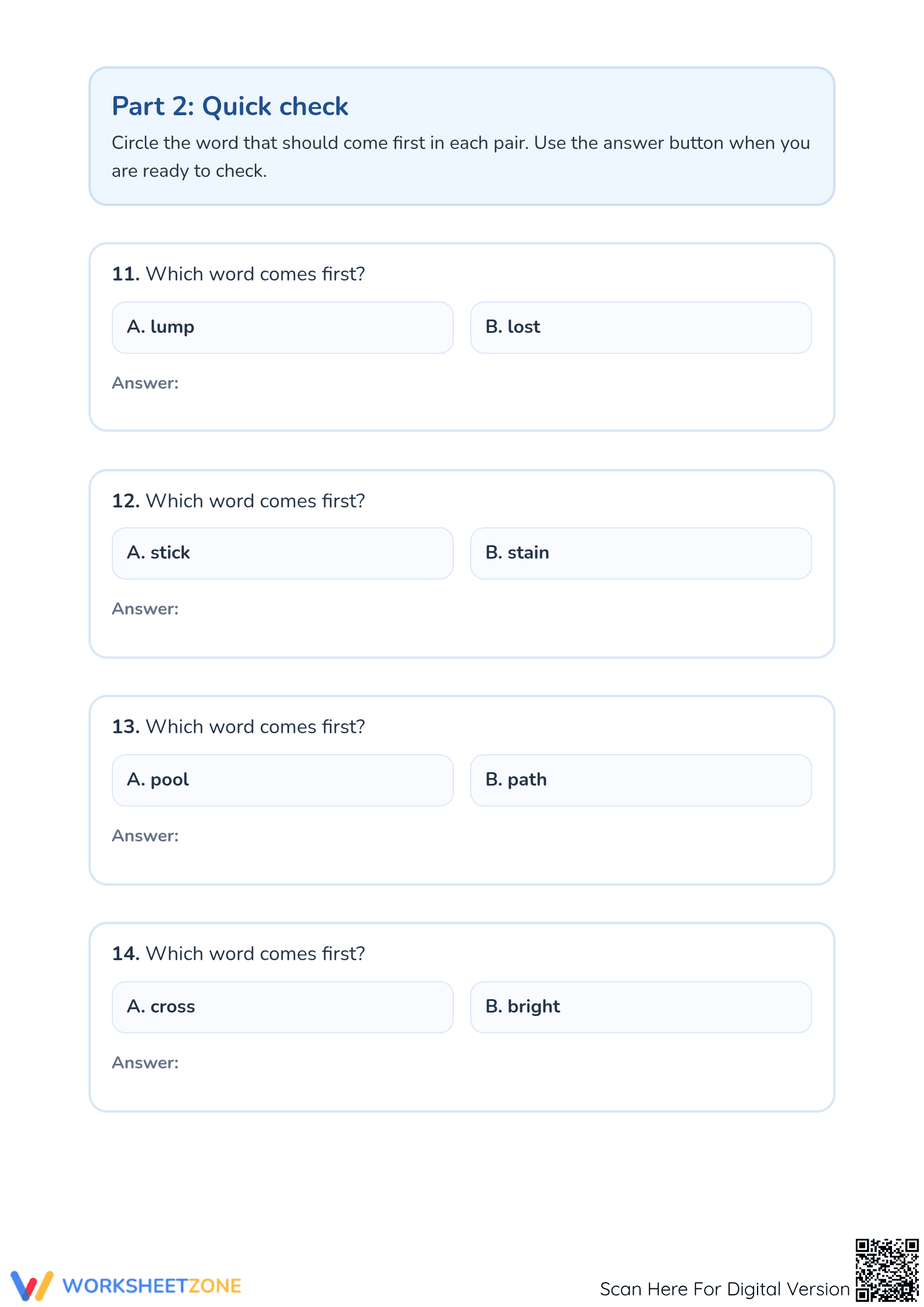Printable Alphabetical Order Worksheet | Grade 1 ELA - Page 3