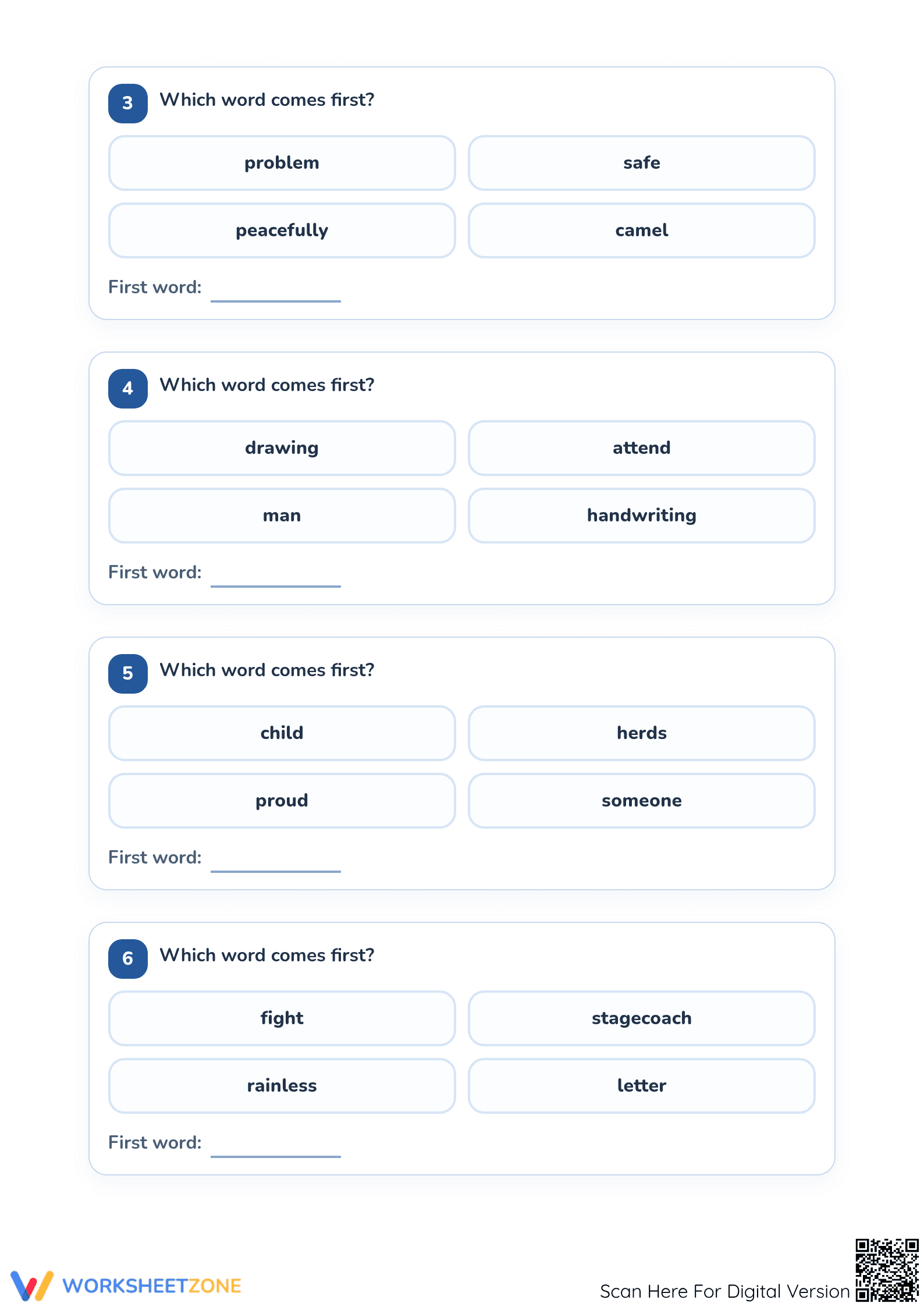 Printable Alphabetical Order Worksheet | Grade 1 ELA - Page 2