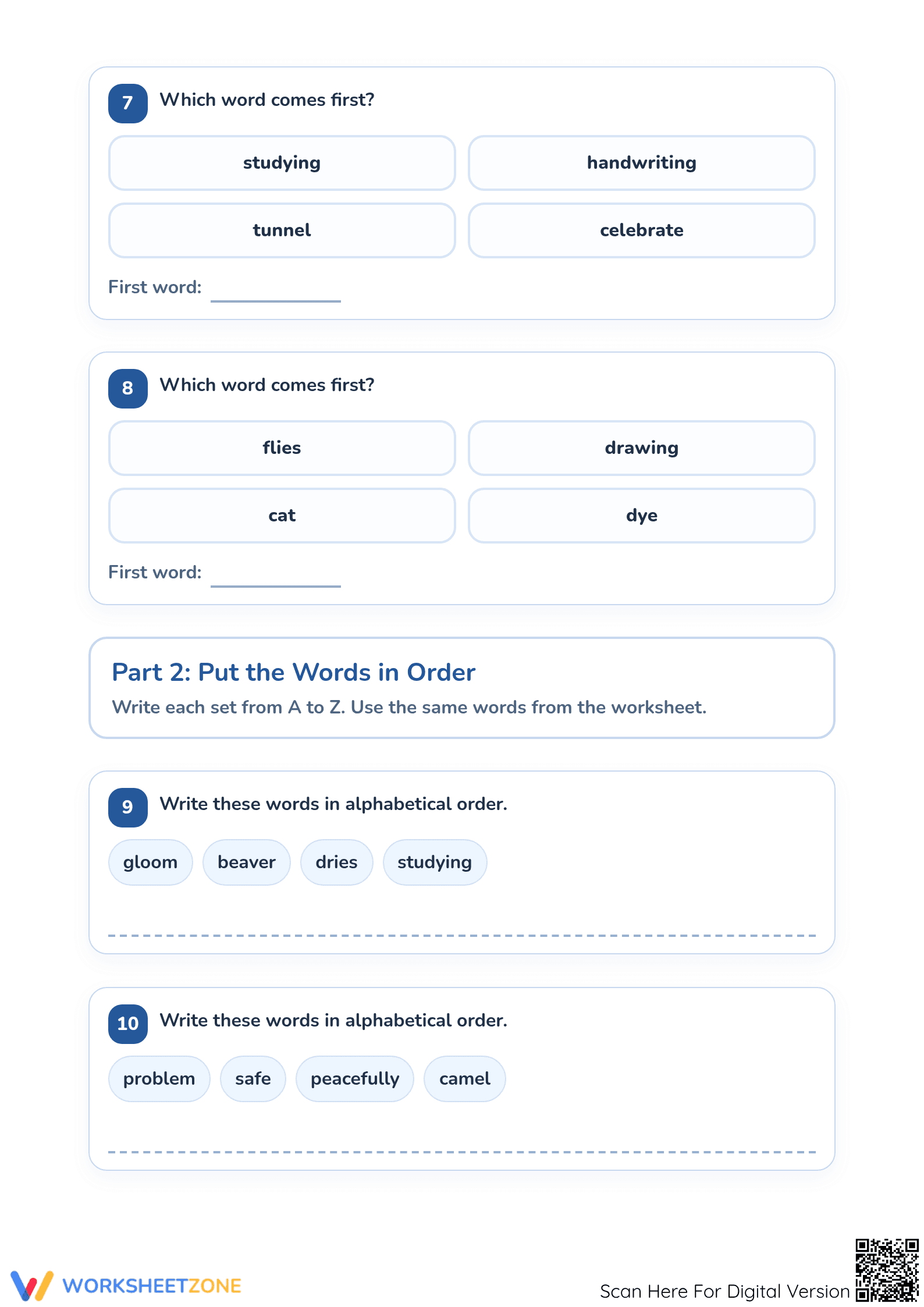 Printable Alphabetical Order Worksheet | Grade 1 ELA - Page 3