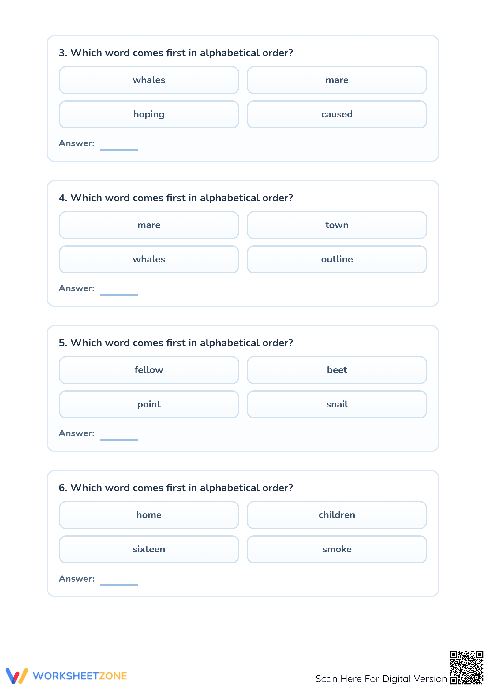 Printable Grade 3 Alphabetical Order Worksheet | Essential - Page 2