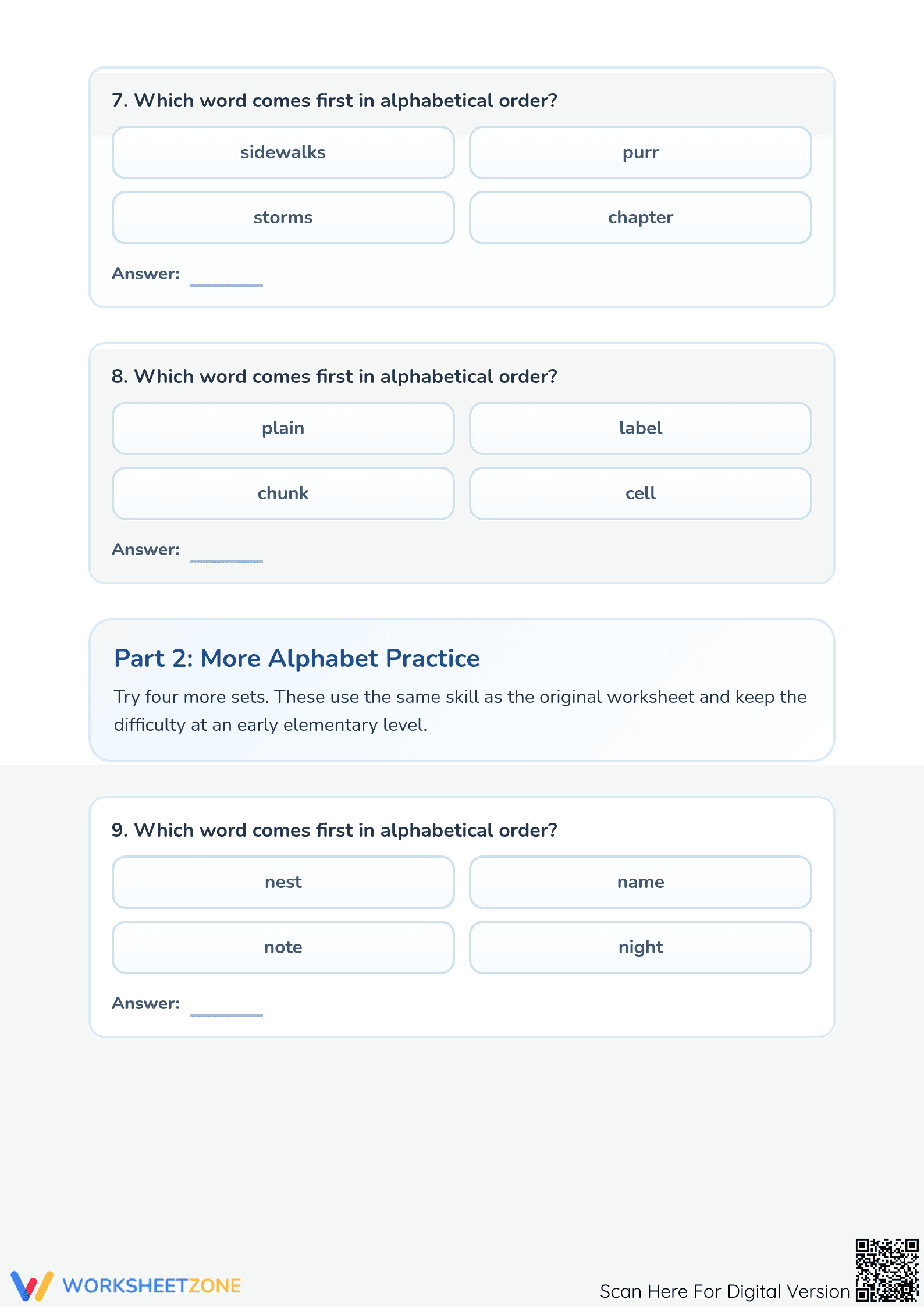 Printable Grade 3 Alphabetical Order Worksheet | Essential - Page 3