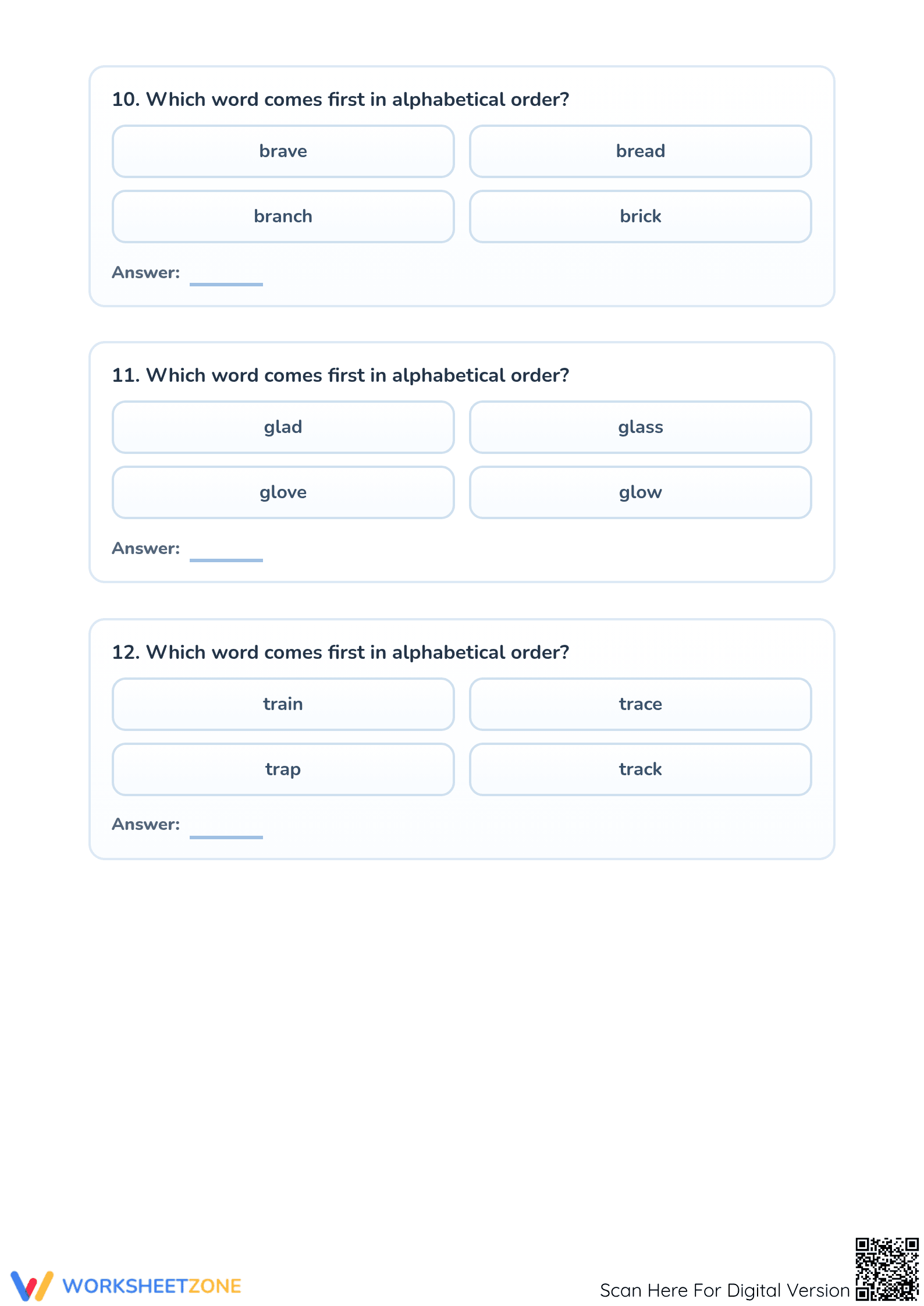 Printable Grade 3 Alphabetical Order Worksheet | Essential - Page 4