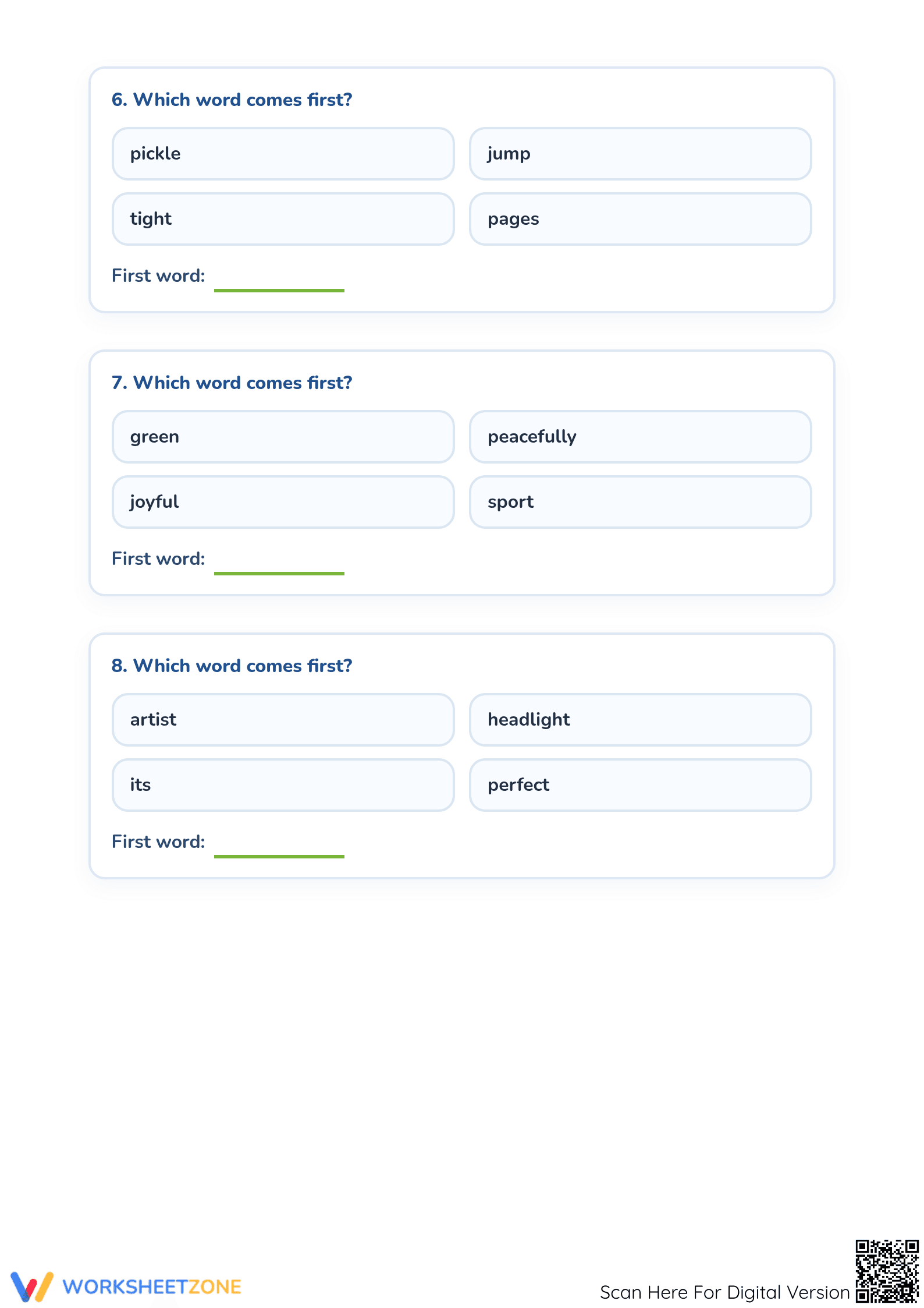 Printable Alphabetical Order Worksheet | Grade 1 ELA - Page 3