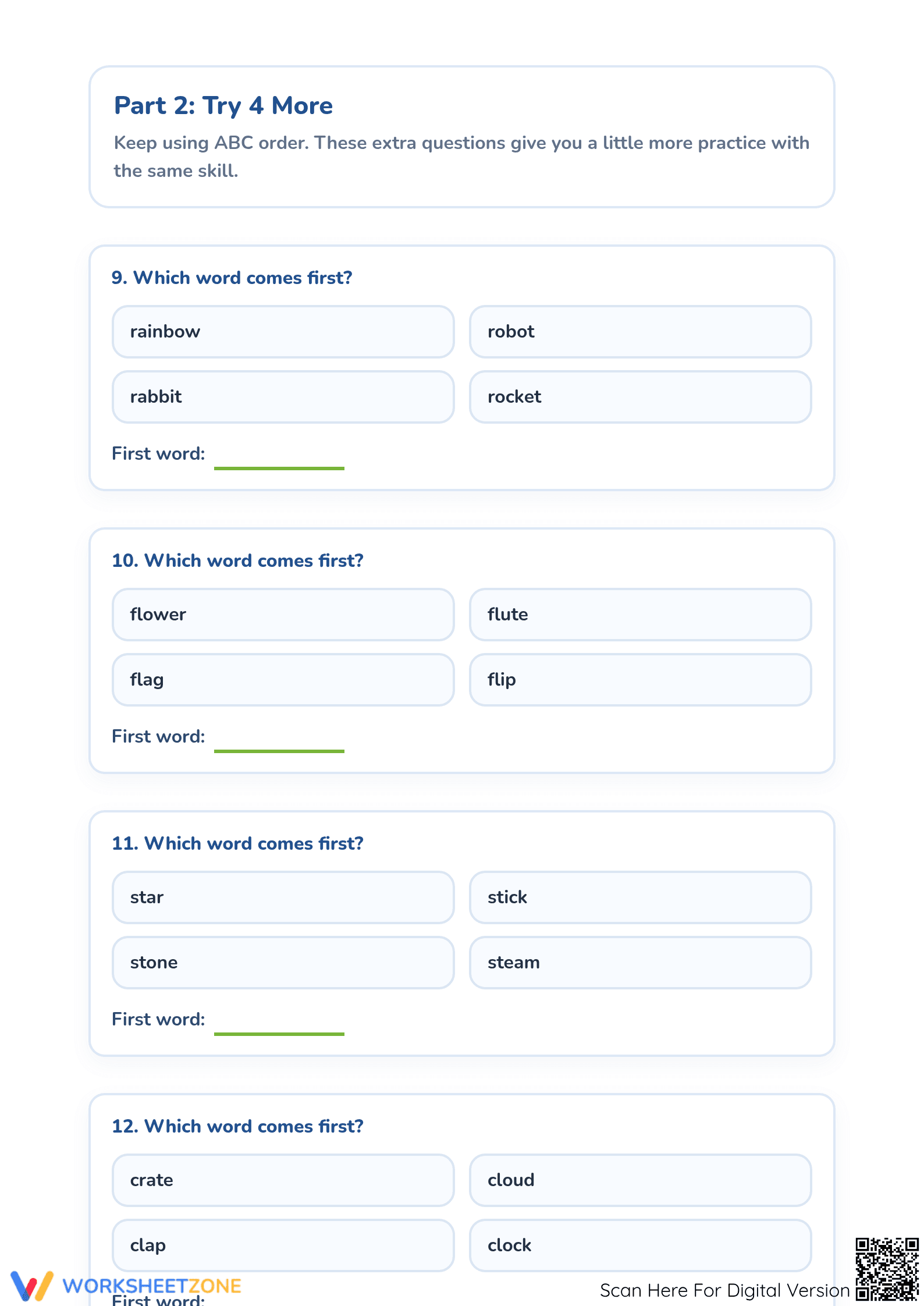 Printable Alphabetical Order Worksheet | Grade 1 ELA - Page 4