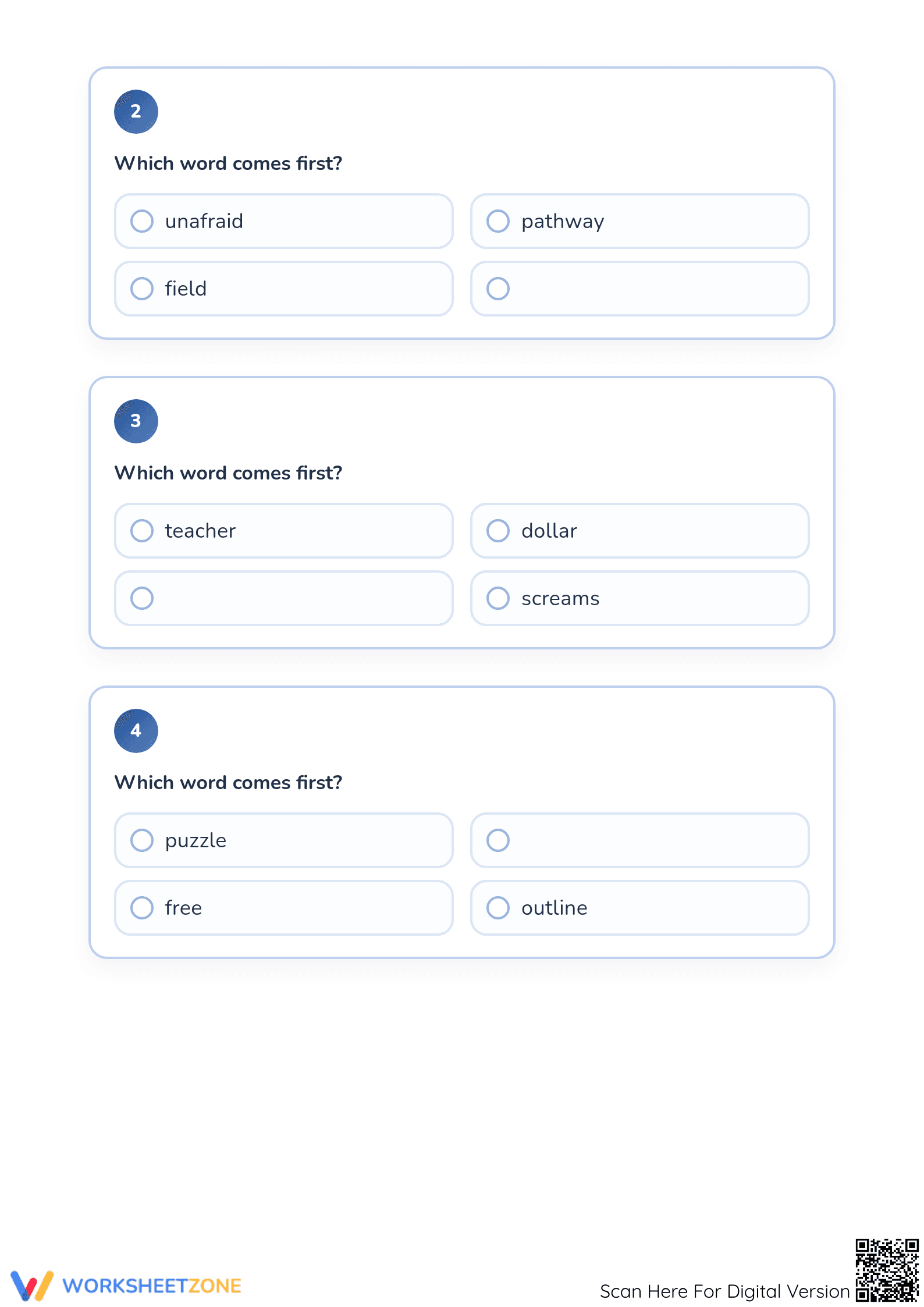 Grade 1 Alphabetical Order — Printable No-Prep Worksheet - Page 2