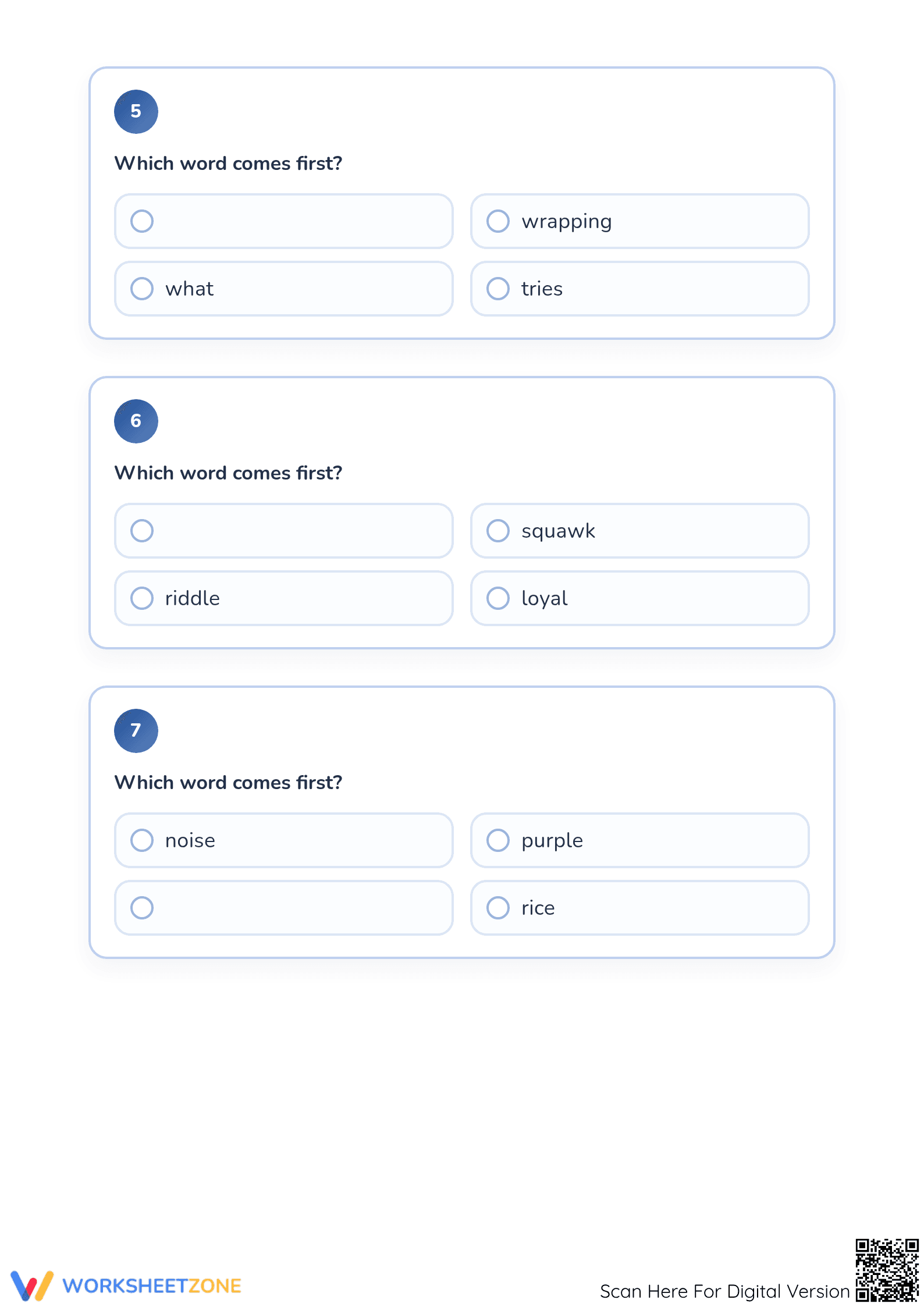 Grade 1 Alphabetical Order — Printable No-Prep Worksheet - Page 3