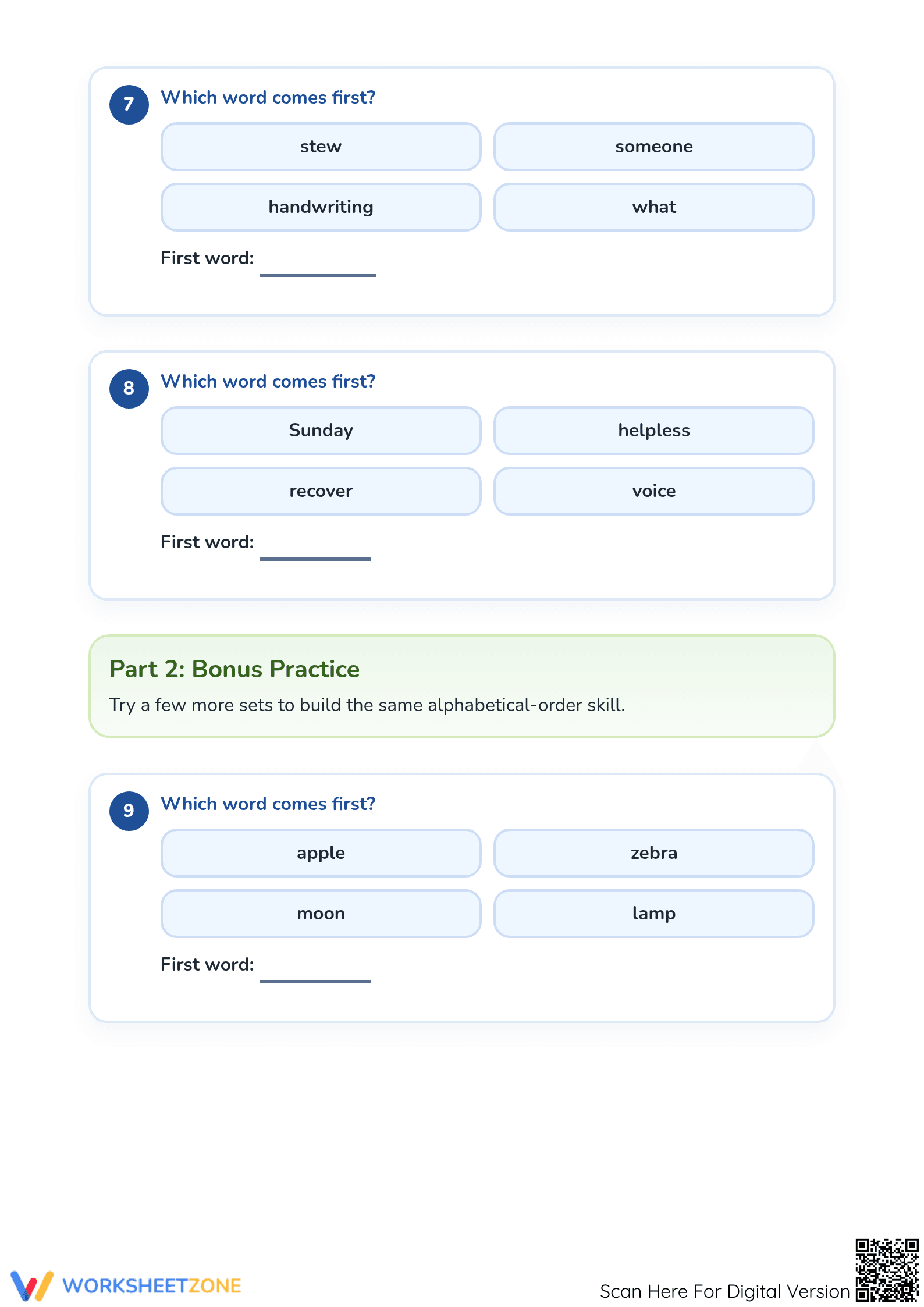 Alphabetical Order Worksheet | Grade 1 Essential ELA - Page 3