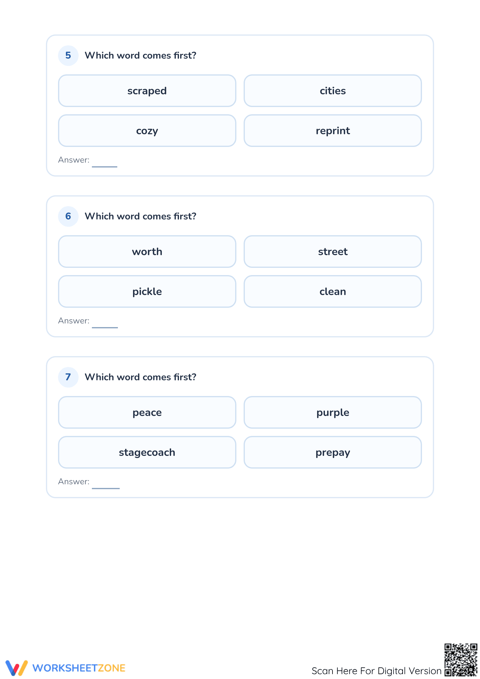 Printable Grade 1 ABC Order Worksheet | Essential Practice - Page 3