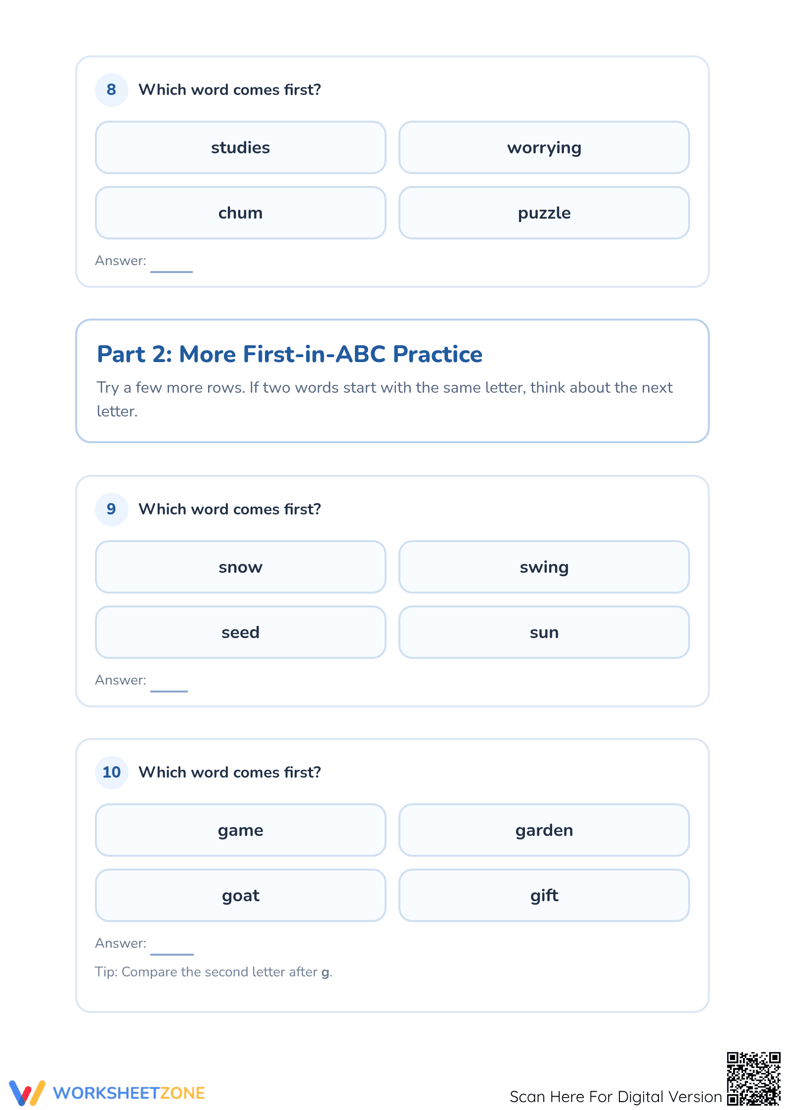 Printable Grade 1 ABC Order Worksheet | Essential Practice - Page 4