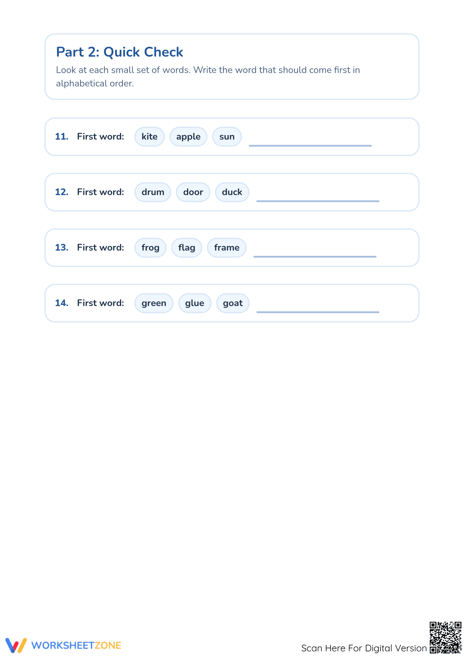 Printable ABC Order Worksheet | Grade 1 Alphabetical Order - Page 3