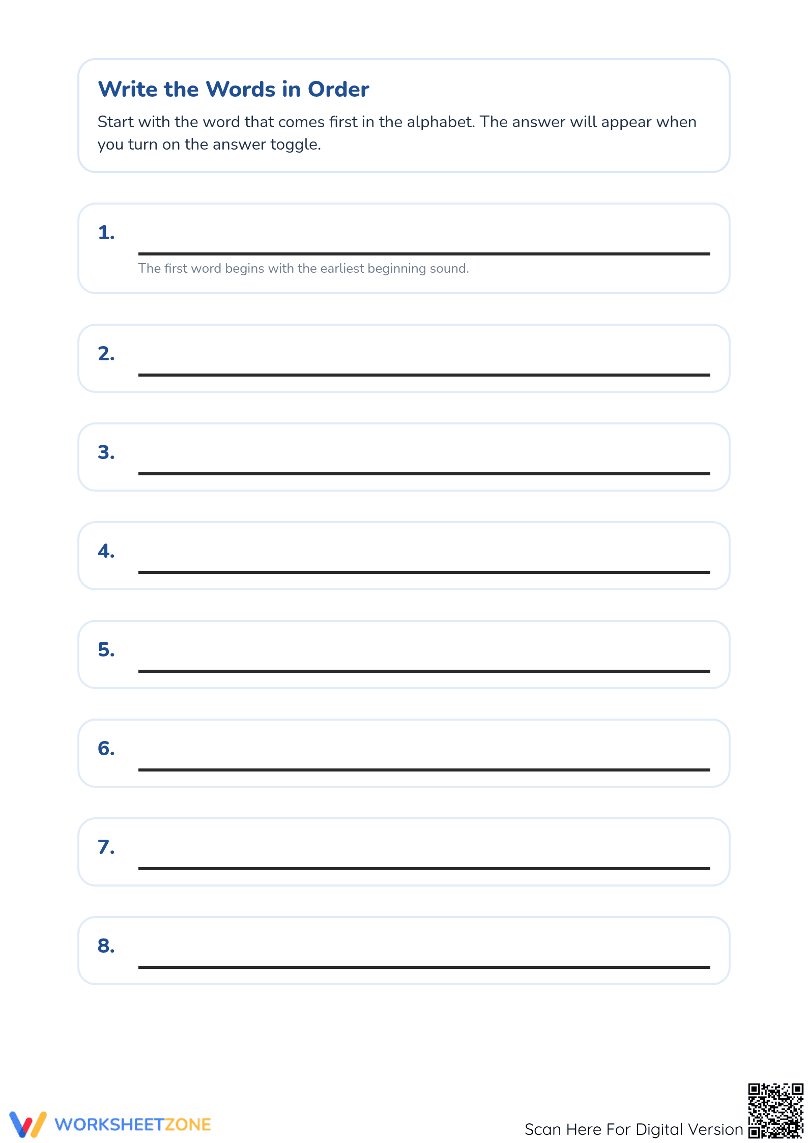Printable Alphabetical Order Worksheet | Grade 1 ELA - Page 2