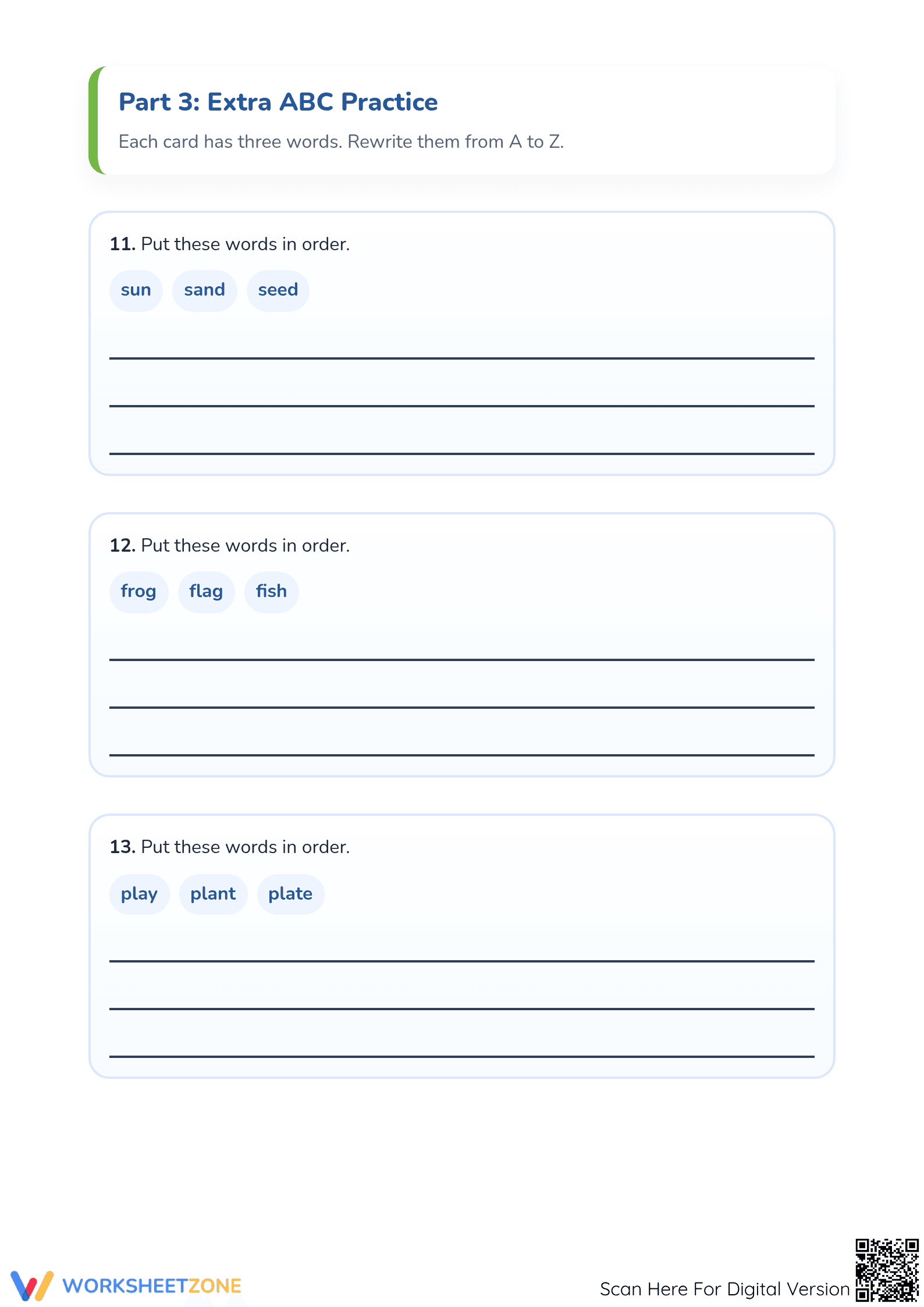 Alphabetical Order Worksheet | Printable Grade 1 ELA - Page 3