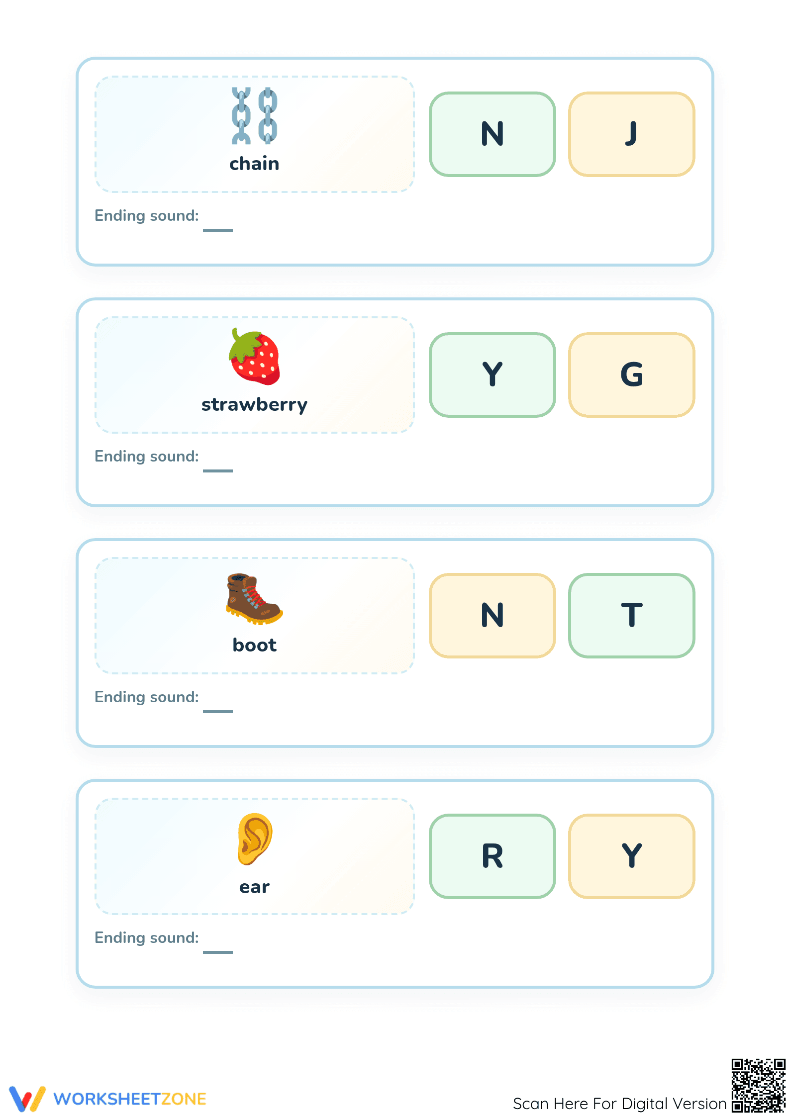 Printable Ending Consonants Worksheet | Preschool ELA - Page 2