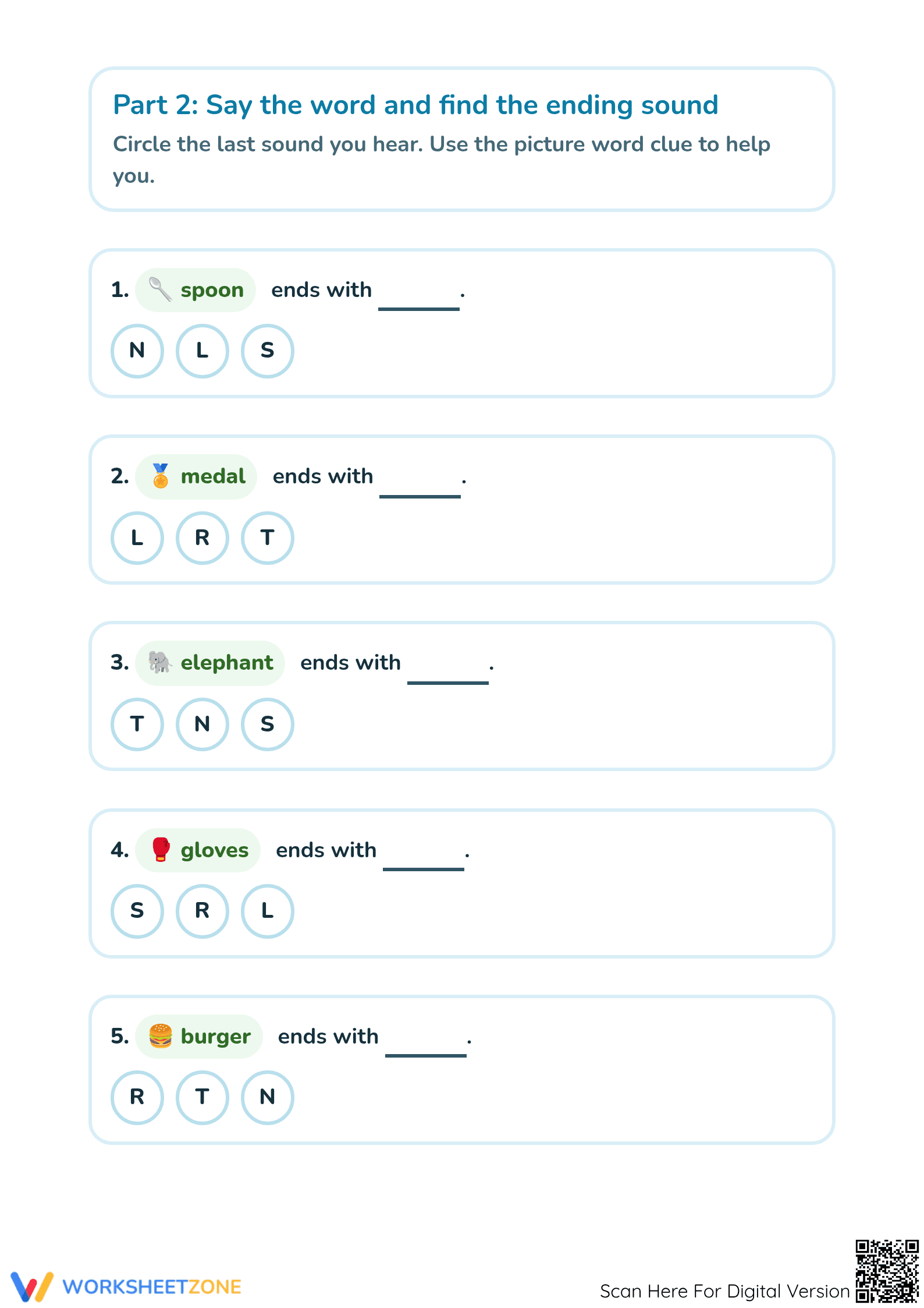 Preschool Ending Consonants — Printable No-Prep Worksheet - Page 3