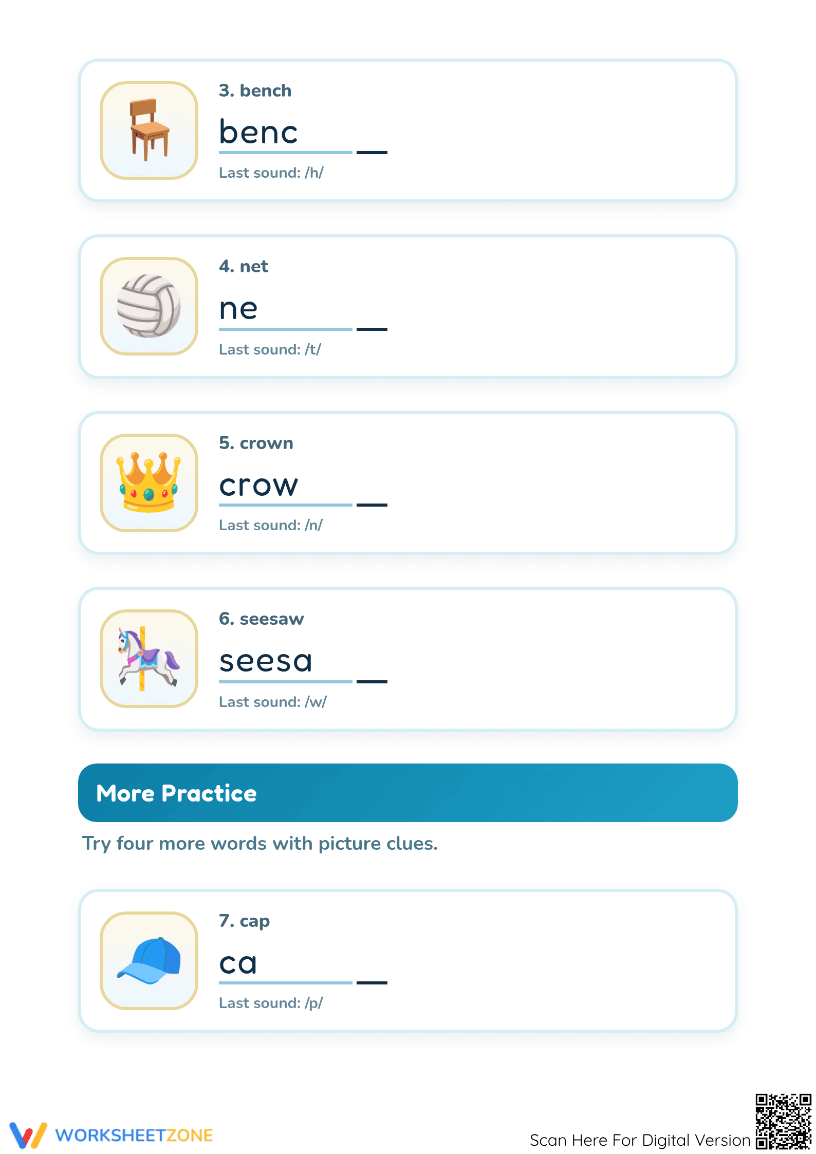 Printable Ending Consonants Worksheet | Kindergarten ELA - Page 2
