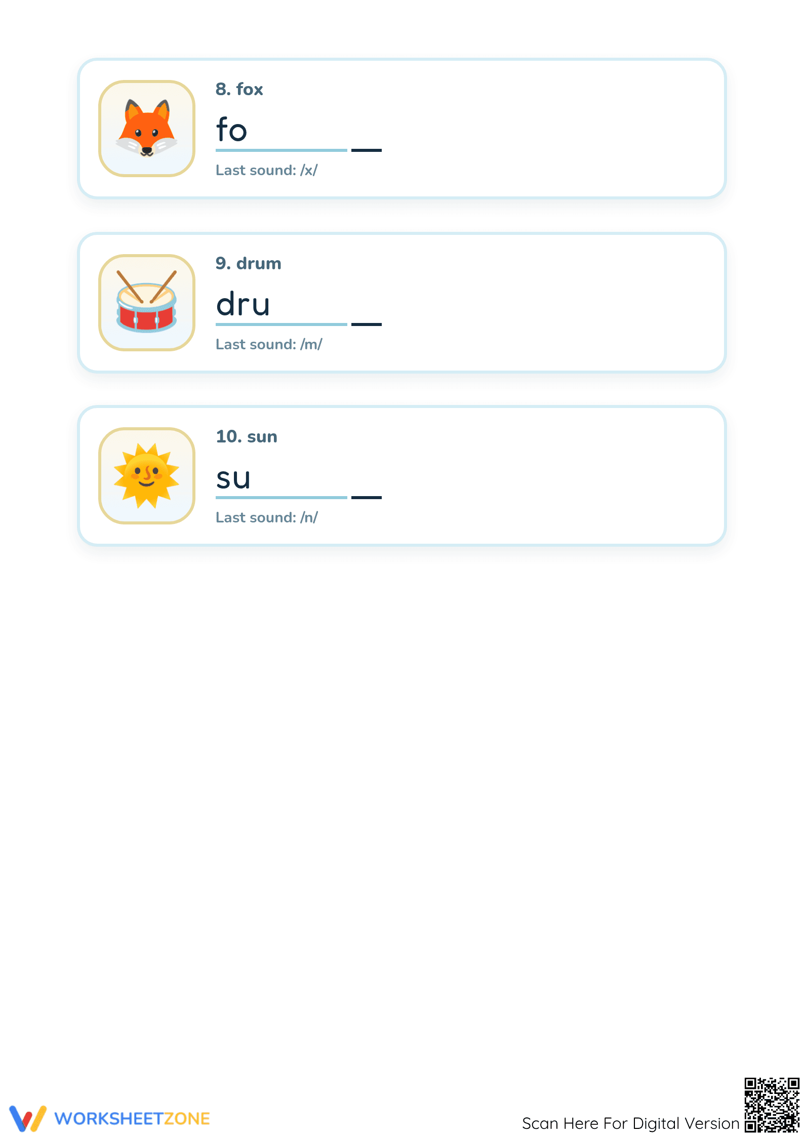 Printable Ending Consonants Worksheet | Kindergarten ELA - Page 3
