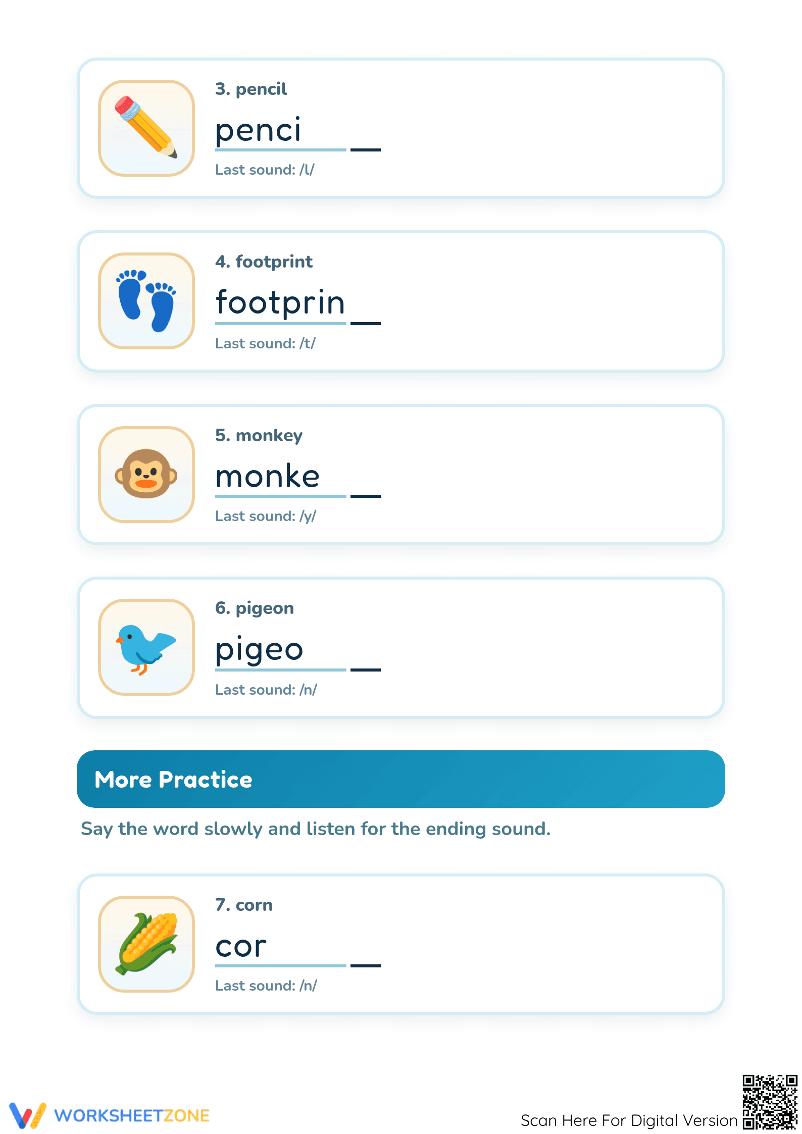 Essential Ending Consonants Worksheet for Kindergarten - Page 2