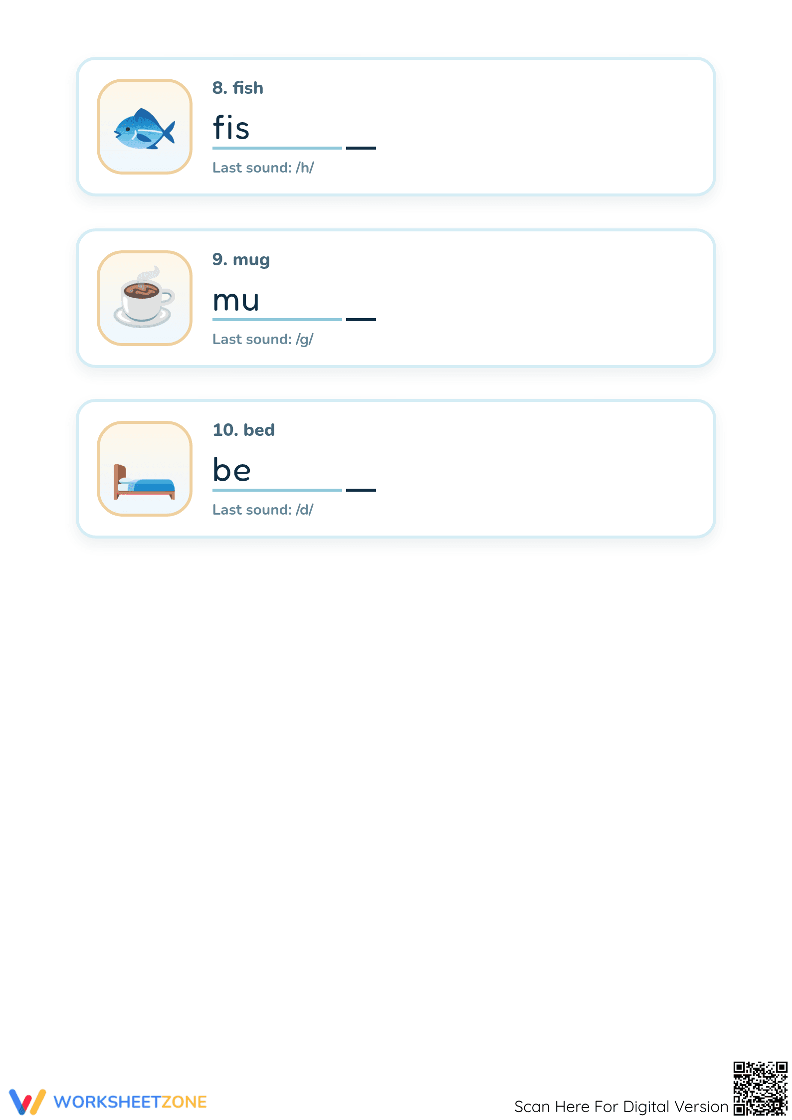 Essential Ending Consonants Worksheet for Kindergarten - Page 3