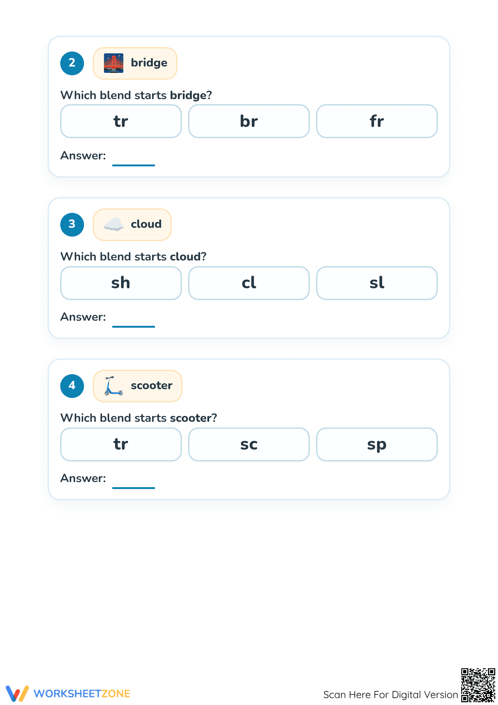 Consonant Blends Worksheet: Printable Phonics for Preschool - Page 2