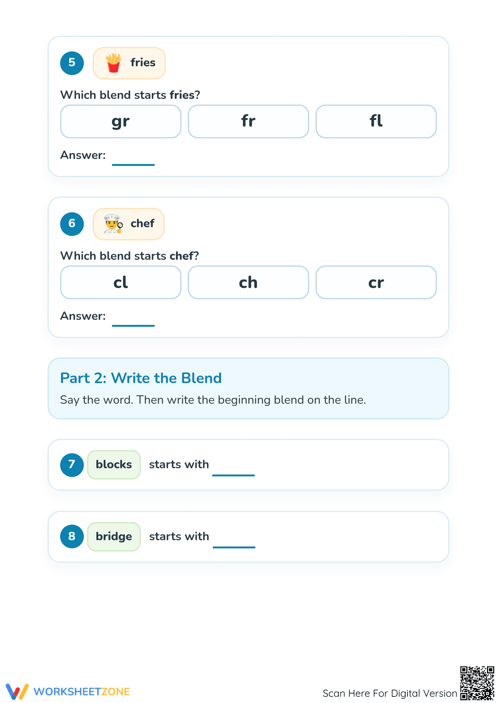 Consonant Blends Worksheet: Printable Phonics for Preschool - Page 3