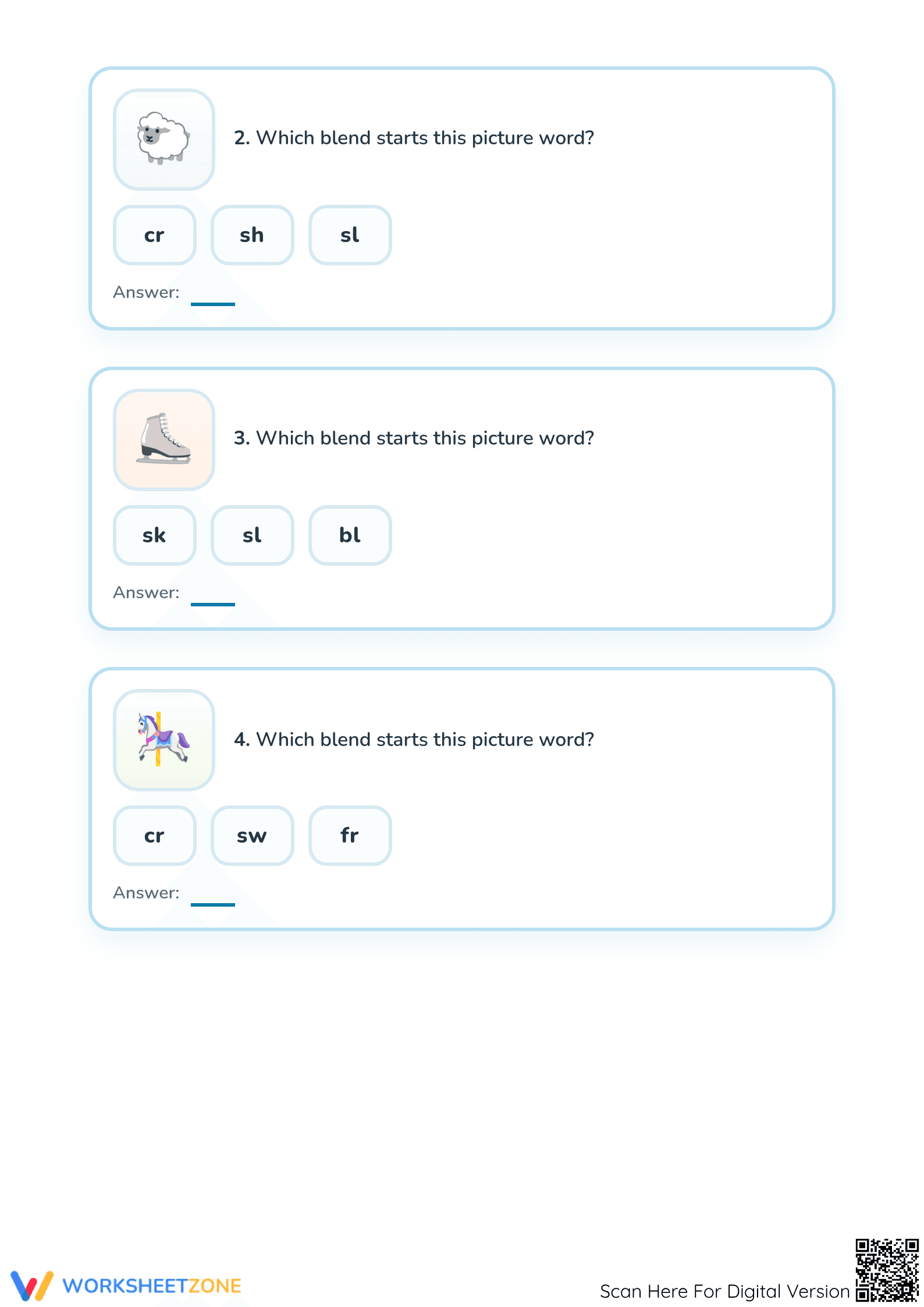 Printable Consonant Blends Phonics Worksheet for Preschool - Page 2