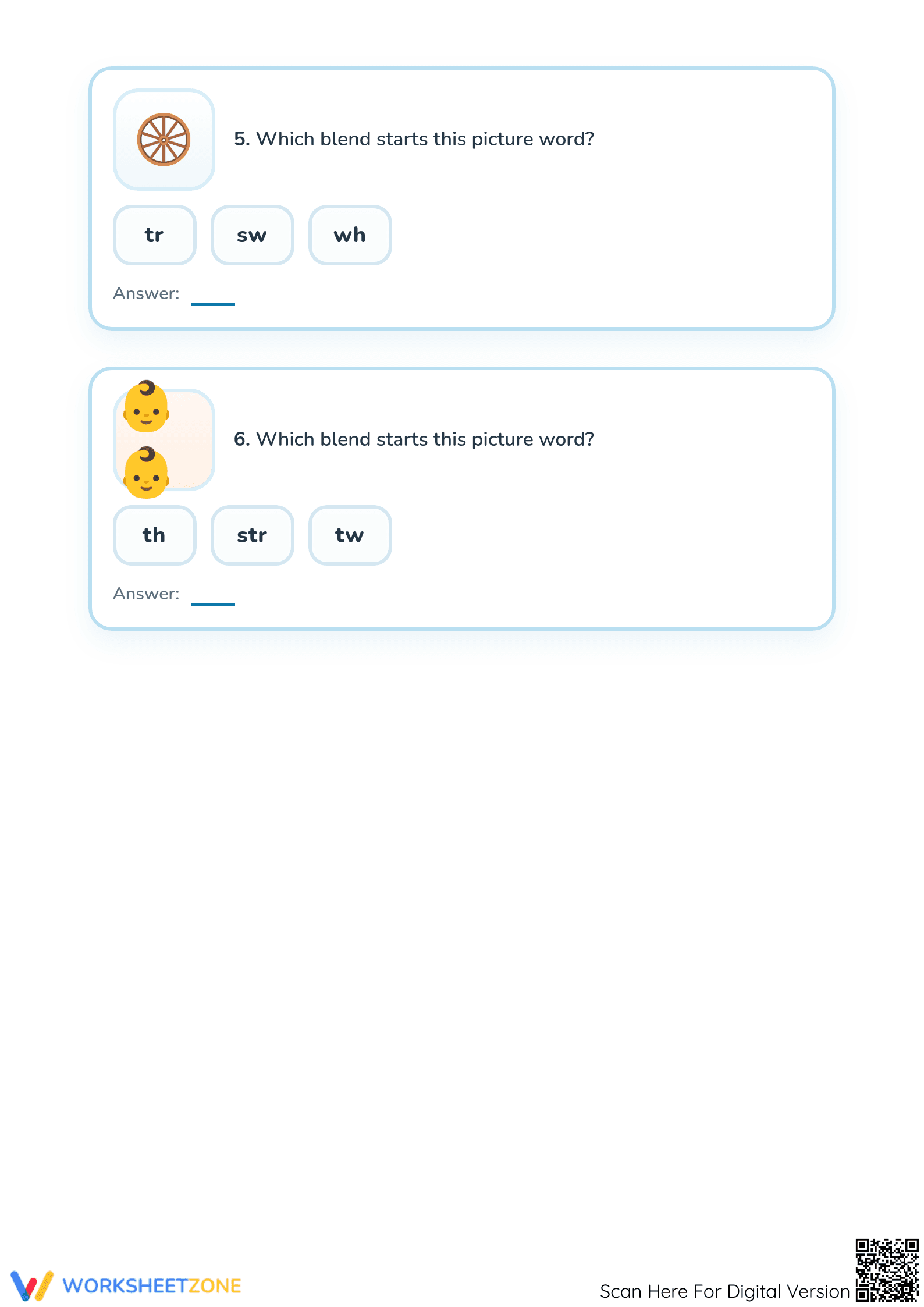 Printable Consonant Blends Phonics Worksheet for Preschool - Page 3