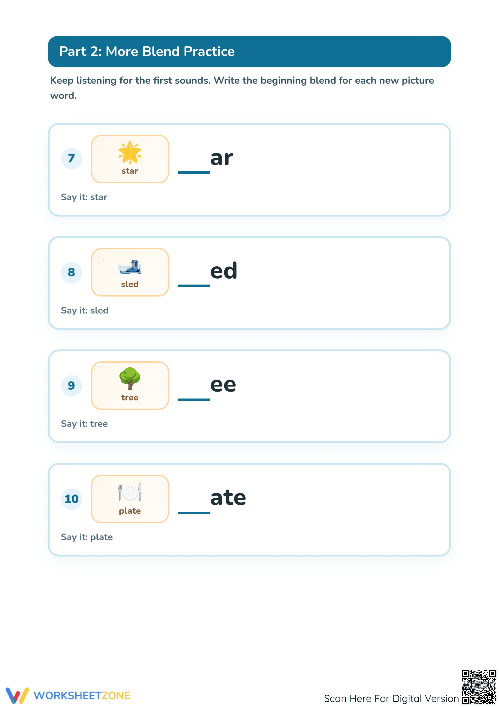 Essential Consonant Blends Worksheet | Grade 1 Aligned - Page 3