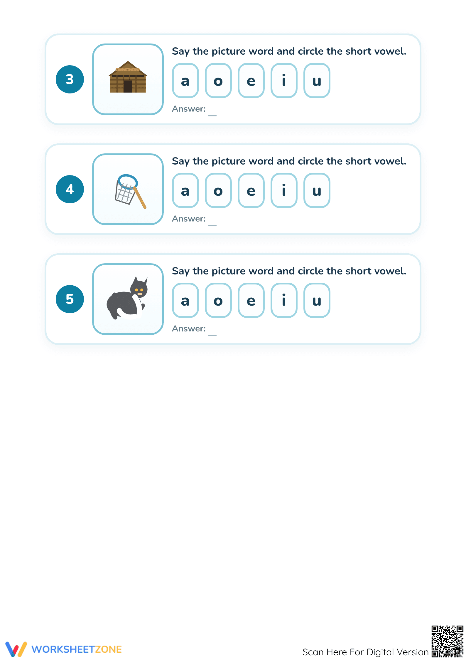 Grade K Short Vowel Sounds — Printable No-Prep Worksheet - Page 2