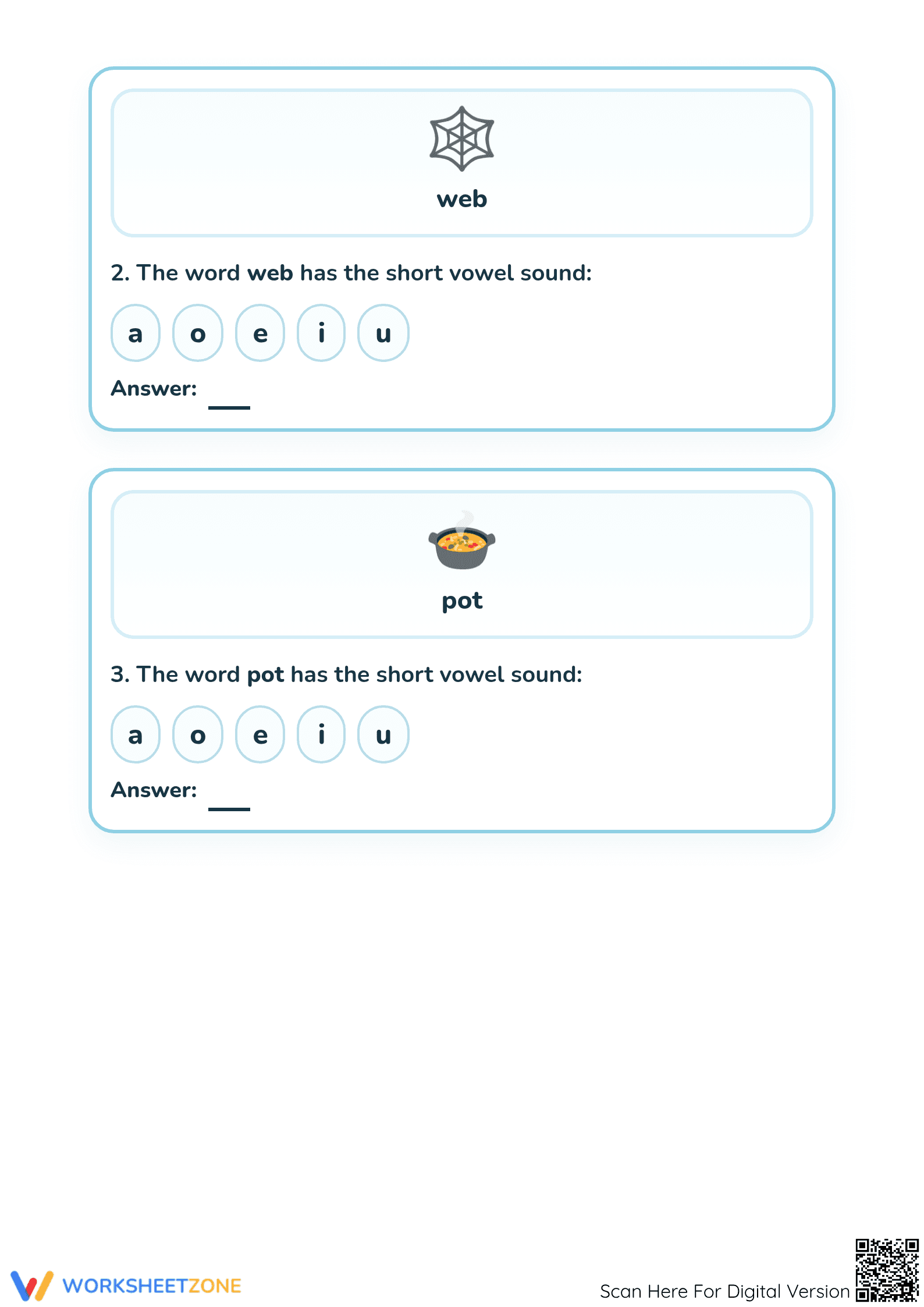Short Vowel Sounds Worksheet | Grade K-1 Printable - Page 2