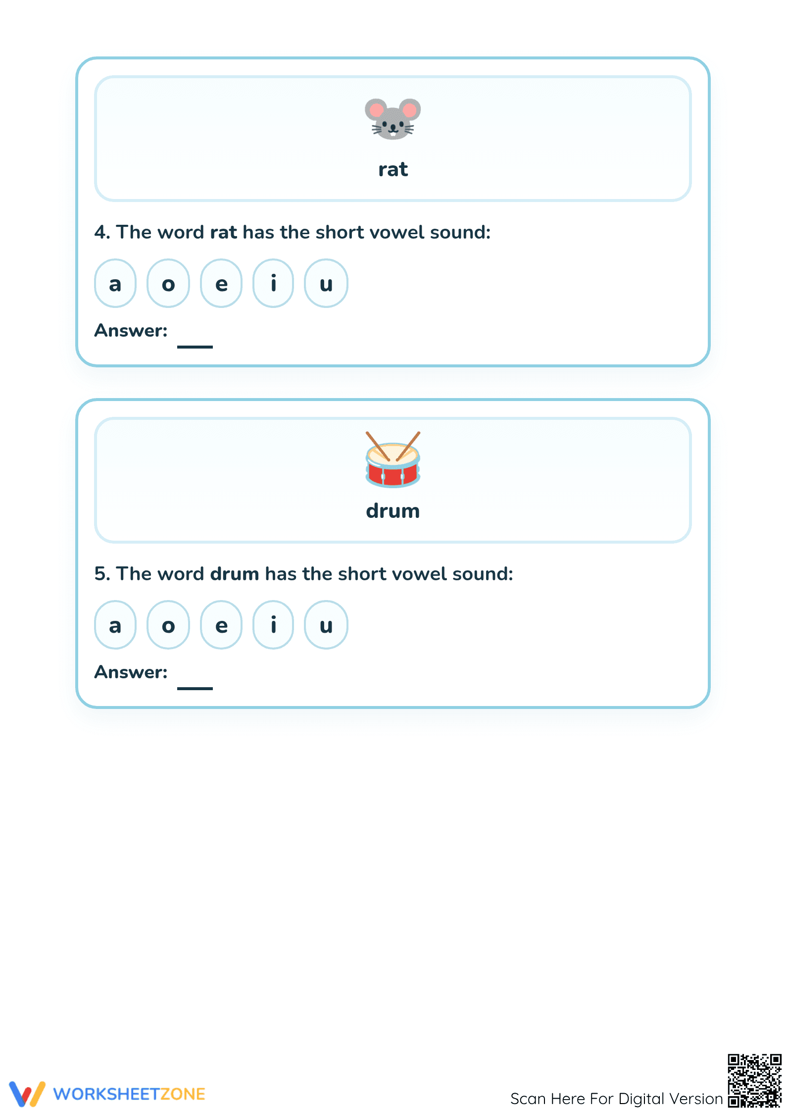 Short Vowel Sounds Worksheet | Grade K-1 Printable - Page 3