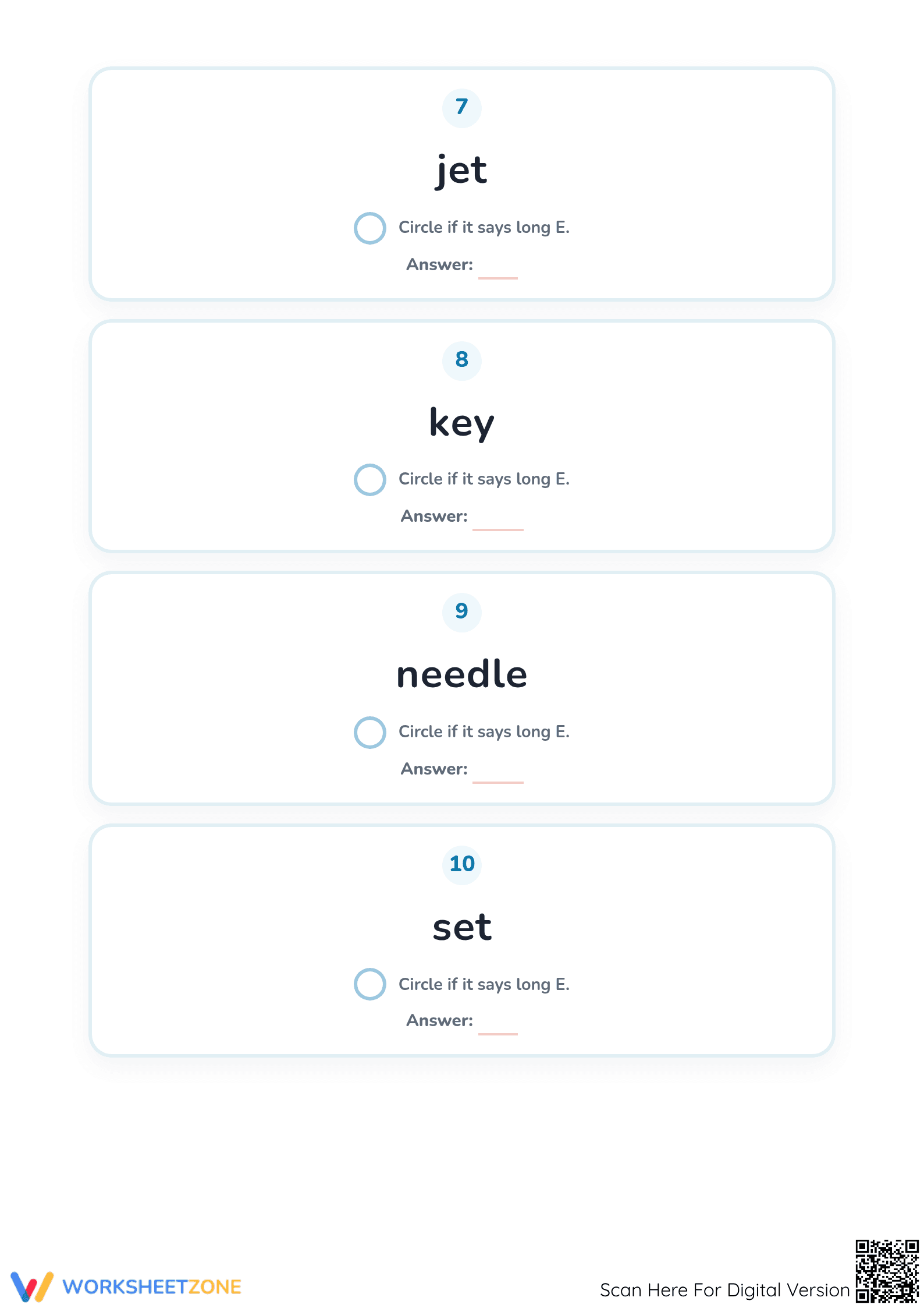 Long Vowel E Worksheet | Grade 1 Printable Phonics - Page 3