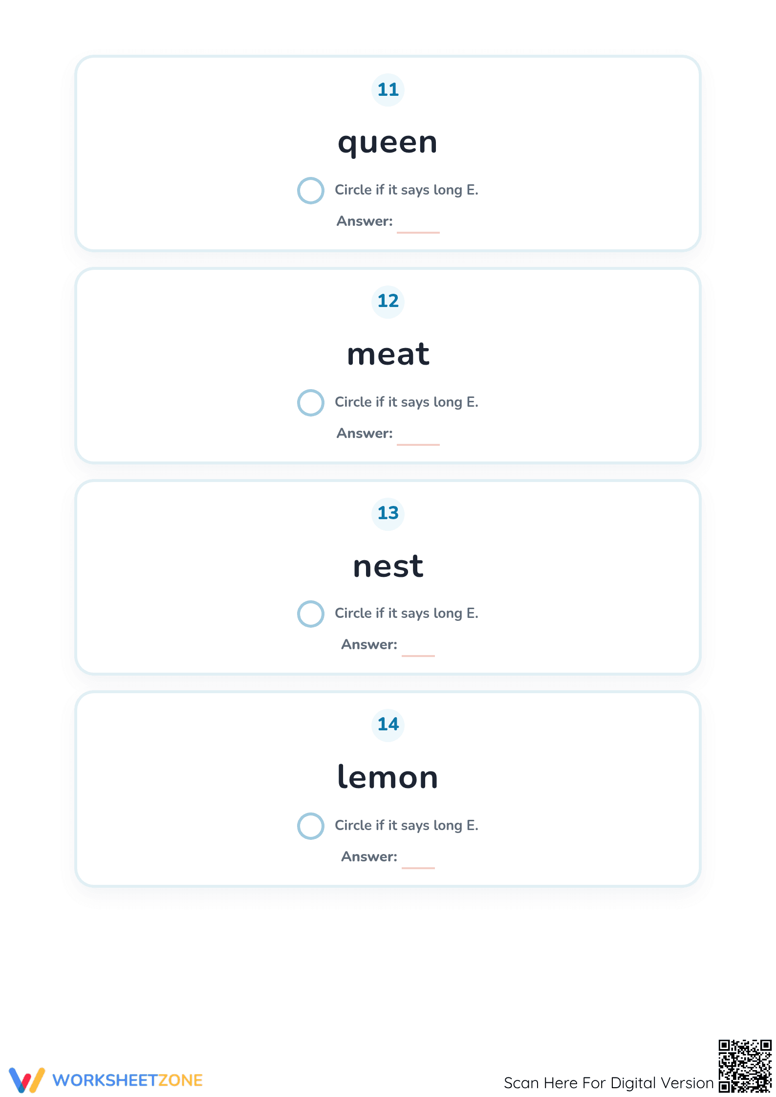 Long Vowel E Worksheet | Grade 1 Printable Phonics - Page 4