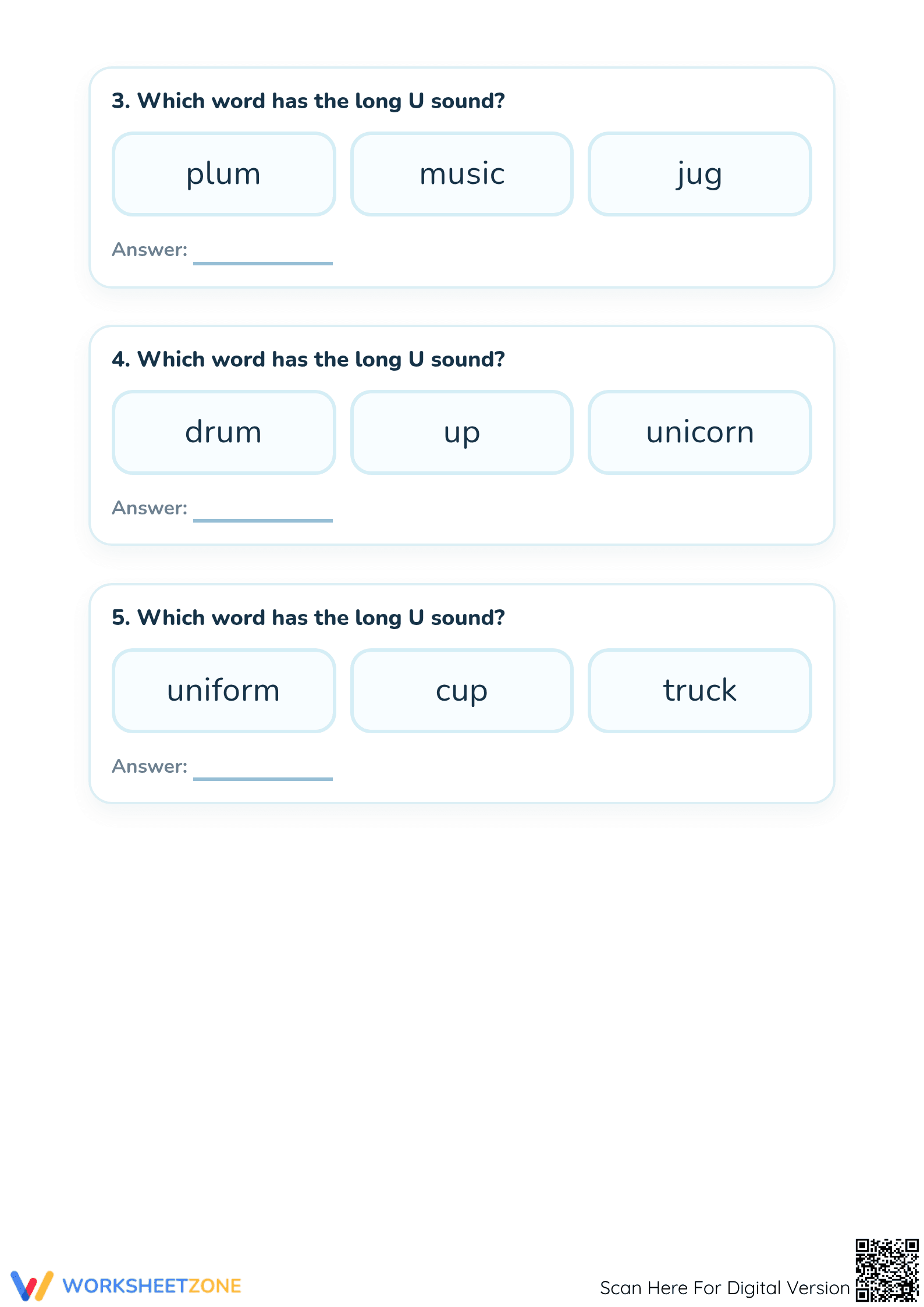 Printable Long Vowel U Phonics Worksheet | Grade 1 Ready - Page 2