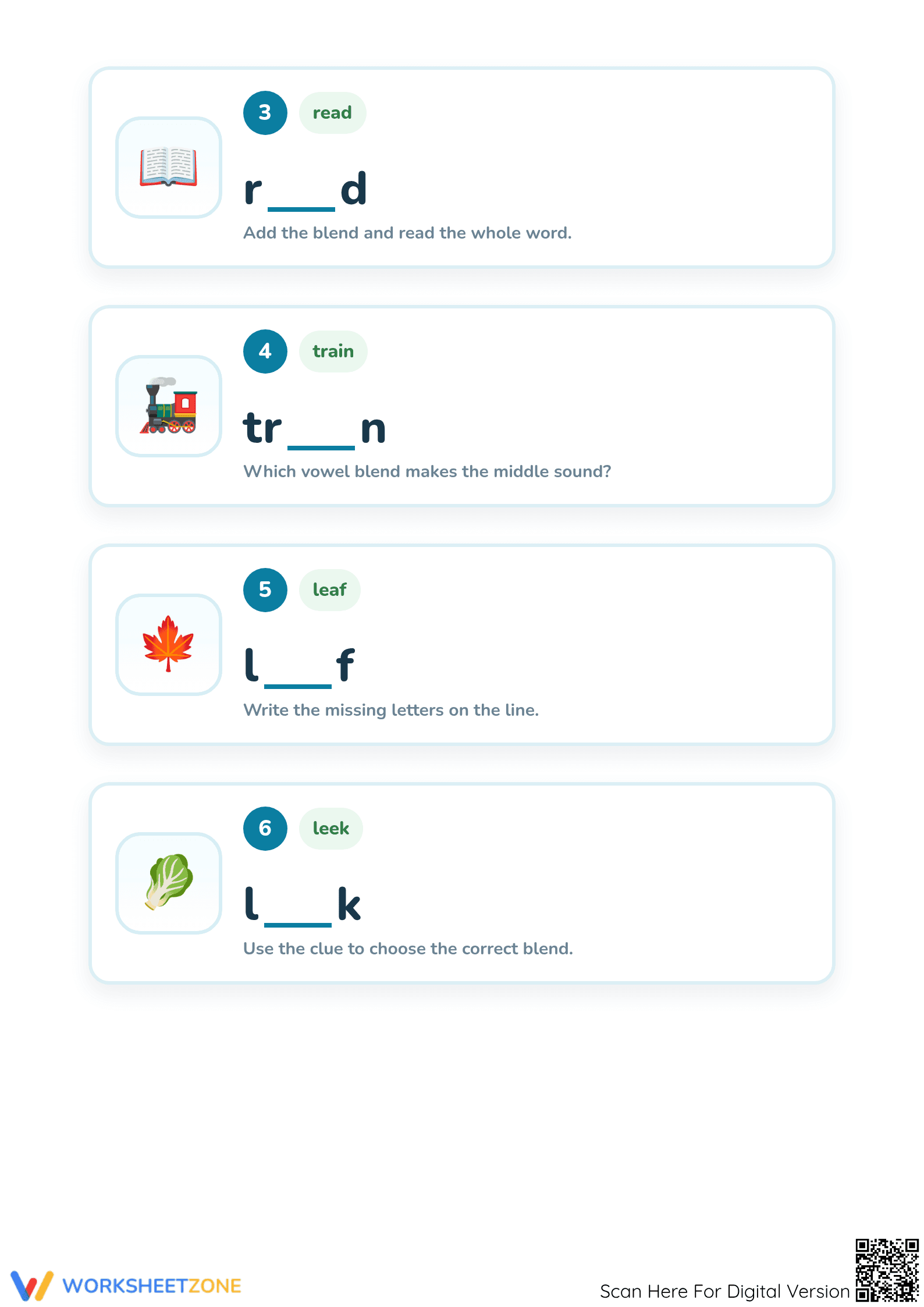 Grade K Blending Vowels — Printable No-Prep Worksheet - Page 2