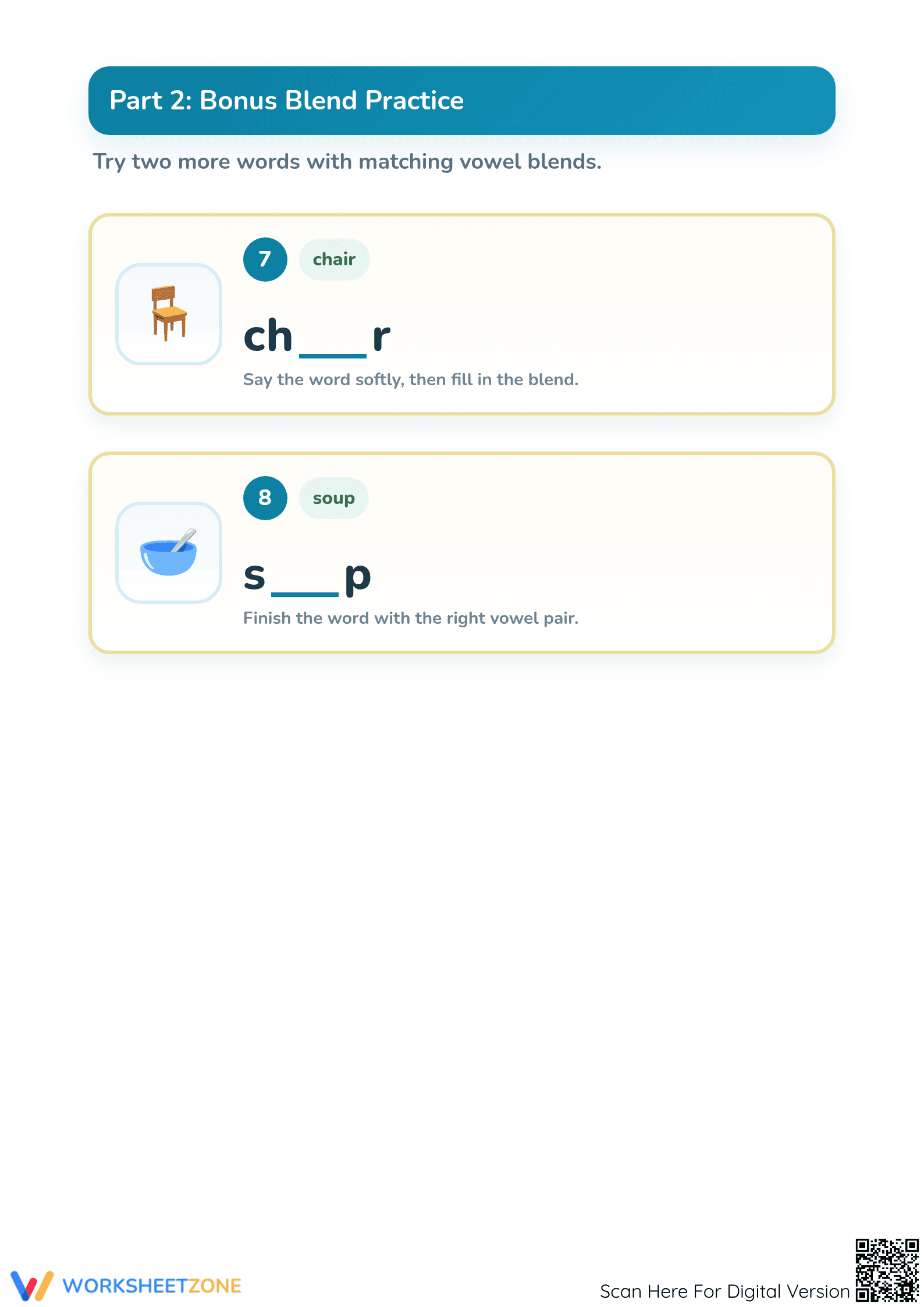Grade K Blending Vowels — Printable No-Prep Worksheet - Page 3