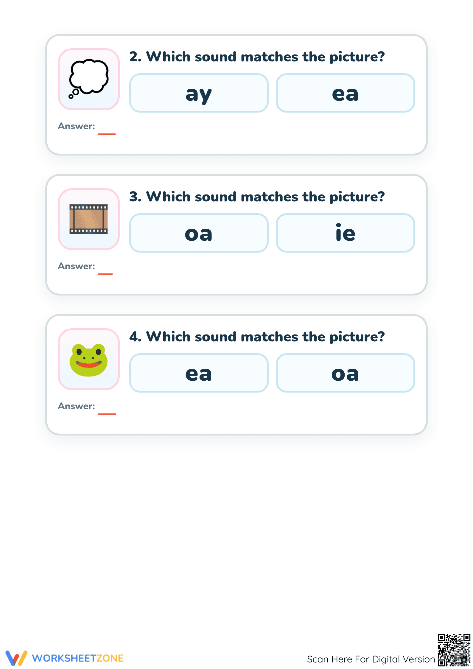 Grade 1 Vowel Digraphs — Printable No-Prep Worksheet - Page 2