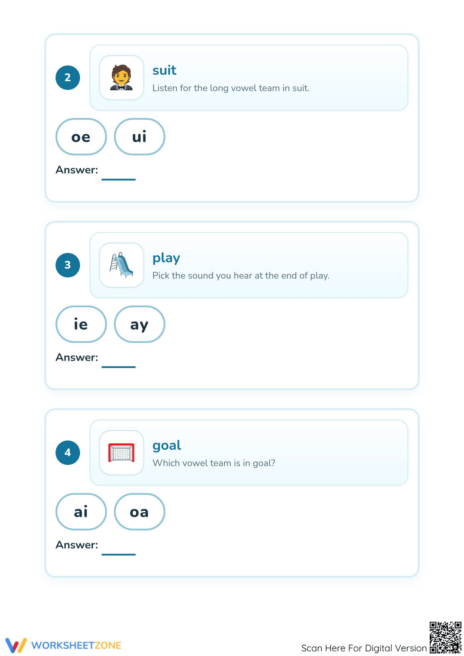 Vowel Digraphs Worksheet | Printable Grade 1 Phonics - Page 2