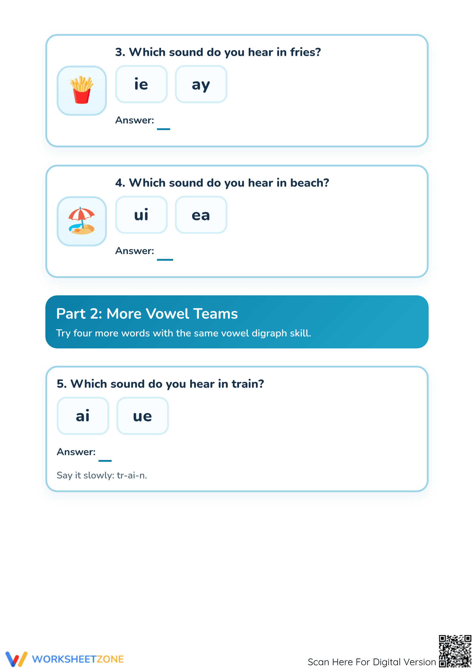 Printable Vowel Digraphs Worksheet | Grade 1 Phonics - Page 2