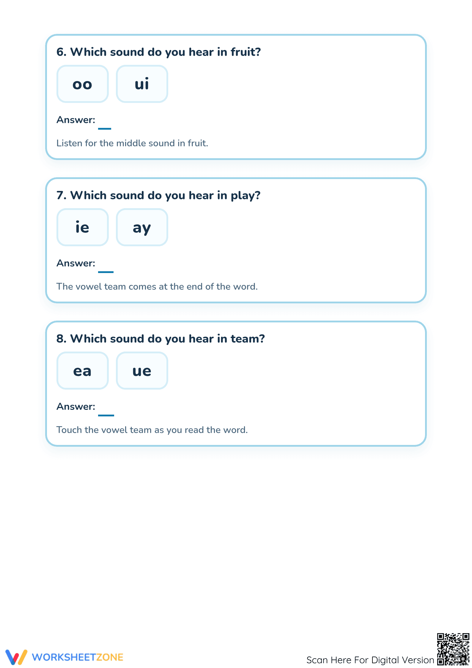 Printable Vowel Digraphs Worksheet | Grade 1 Phonics - Page 3